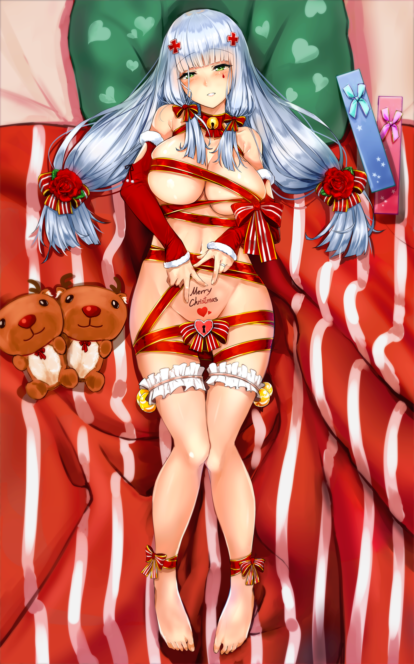 bishi (bishi) girls frontline hk416 (girls frontline) christmas garter naked  ribbon tattoo | #425878 | yande.re