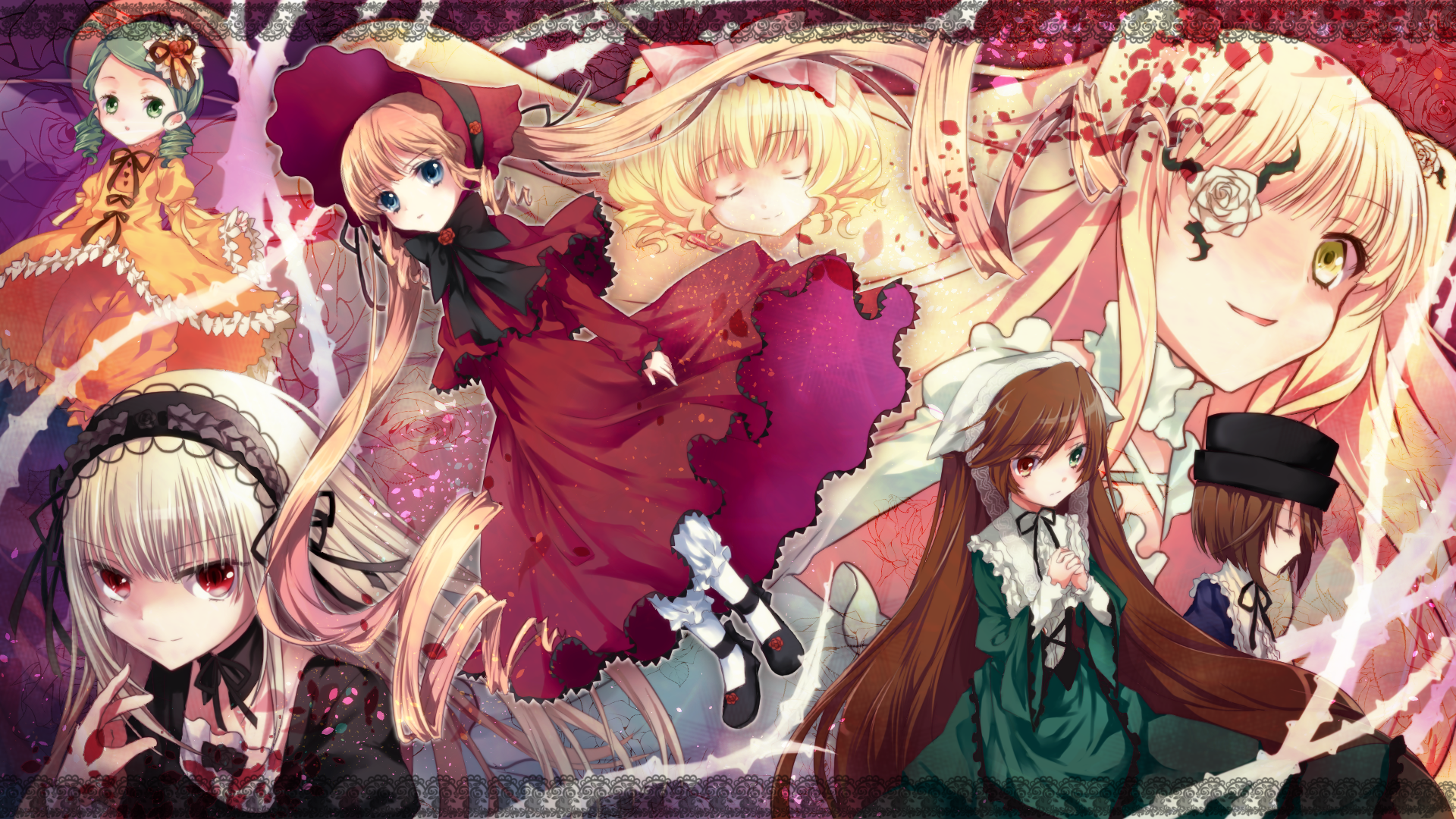 Miyako Takashi Rozen Maiden Hina Ichigo Kanaria Kirakishou Shinku Souseiseki Suigintou Suiseiseki Gothic Lolita Heterochromia Lolita Fashion Wallpaper Yande Re