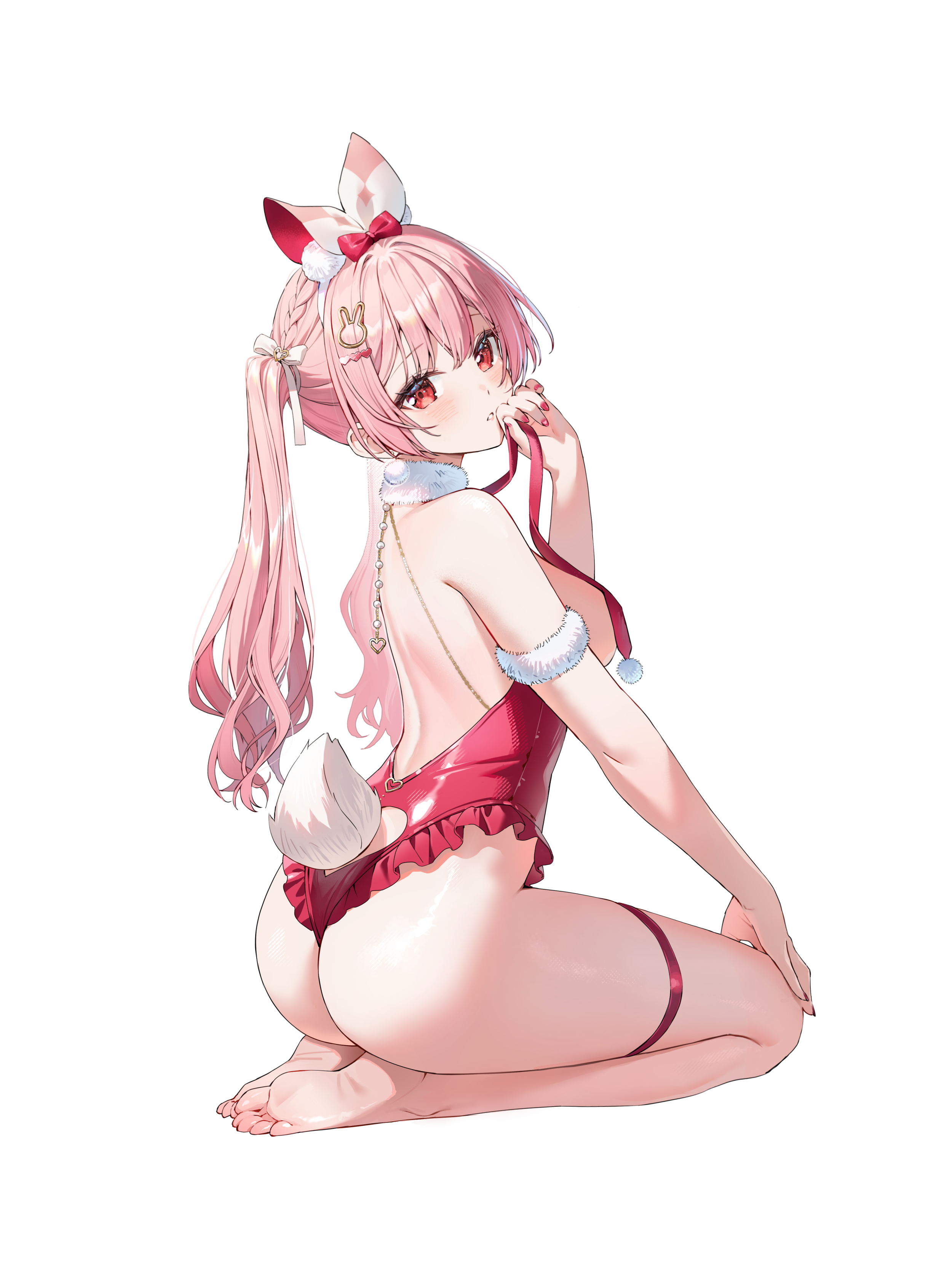 animal_ears ass atelier_live bunny_ears bunny_girl garter no_bra rosuuri rosuuri_(vtuber) tail transparent_png