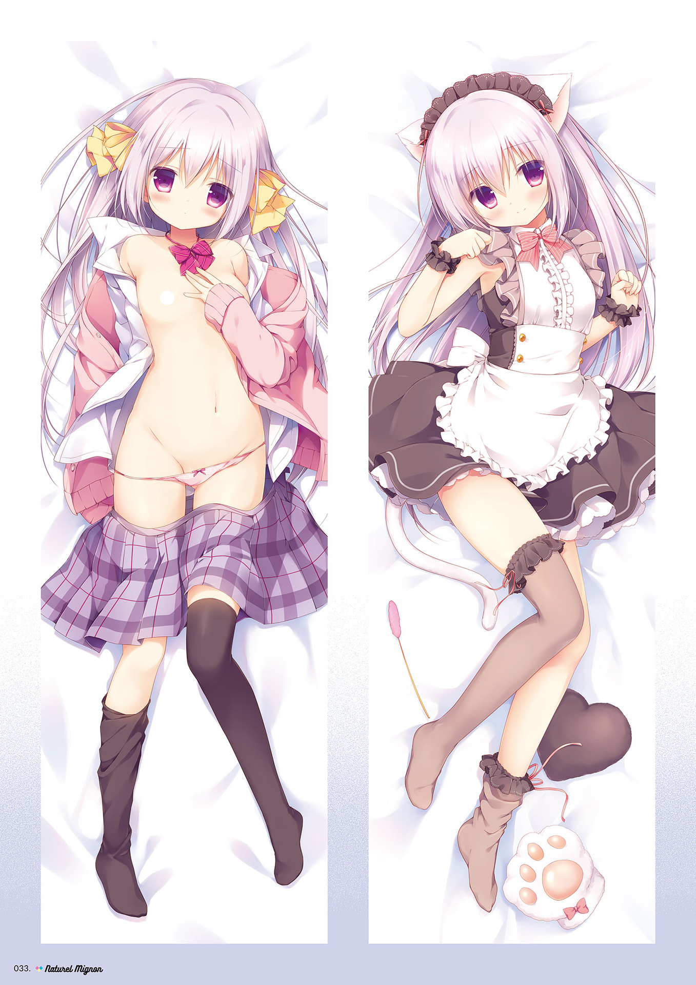 animal_ears breast_hold canvas+garden censored dakimakura inae_koron maid miyasaka_naco nekomimi no_bra open_shirt pantsu panty_pull seifuku sweater tail thighhighs