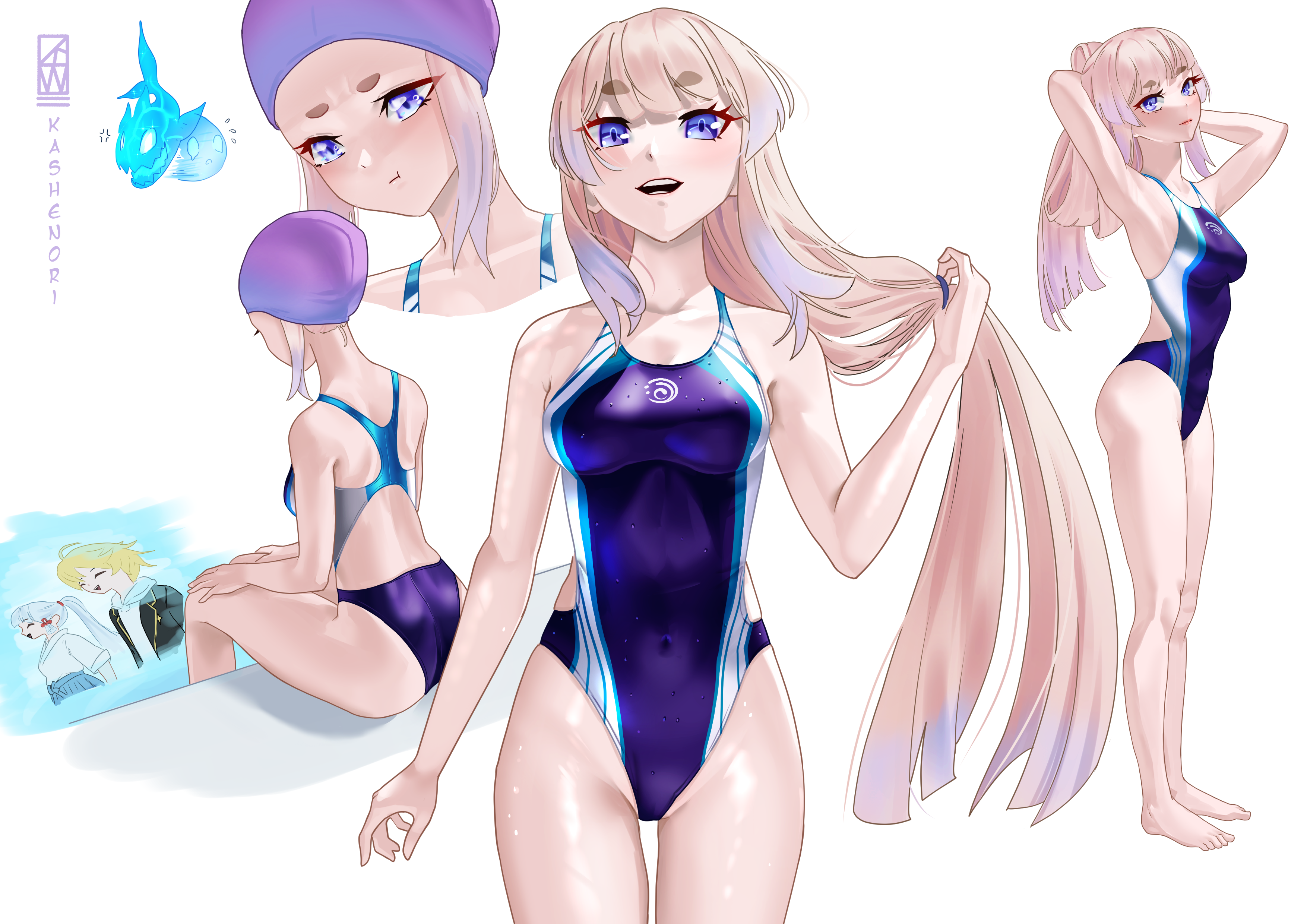 Genshin Impact Sangonomiya Kokomi Swimsuit - Halter Side Lace-up Bathing  Suit