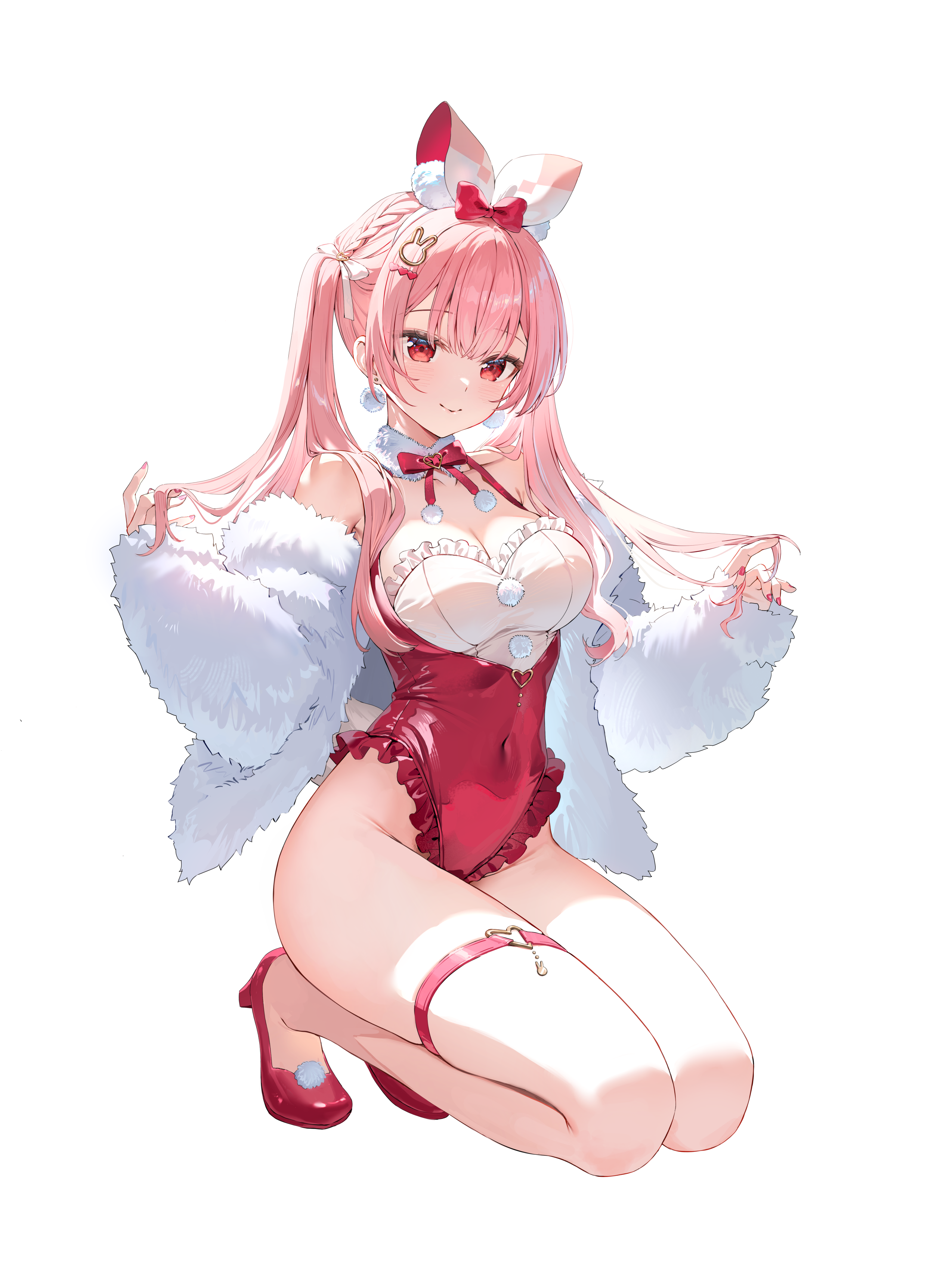 animal_ears atelier_live bunny_ears bunny_girl garter heels no_bra rosuuri rosuuri_(vtuber) tail transparent_png