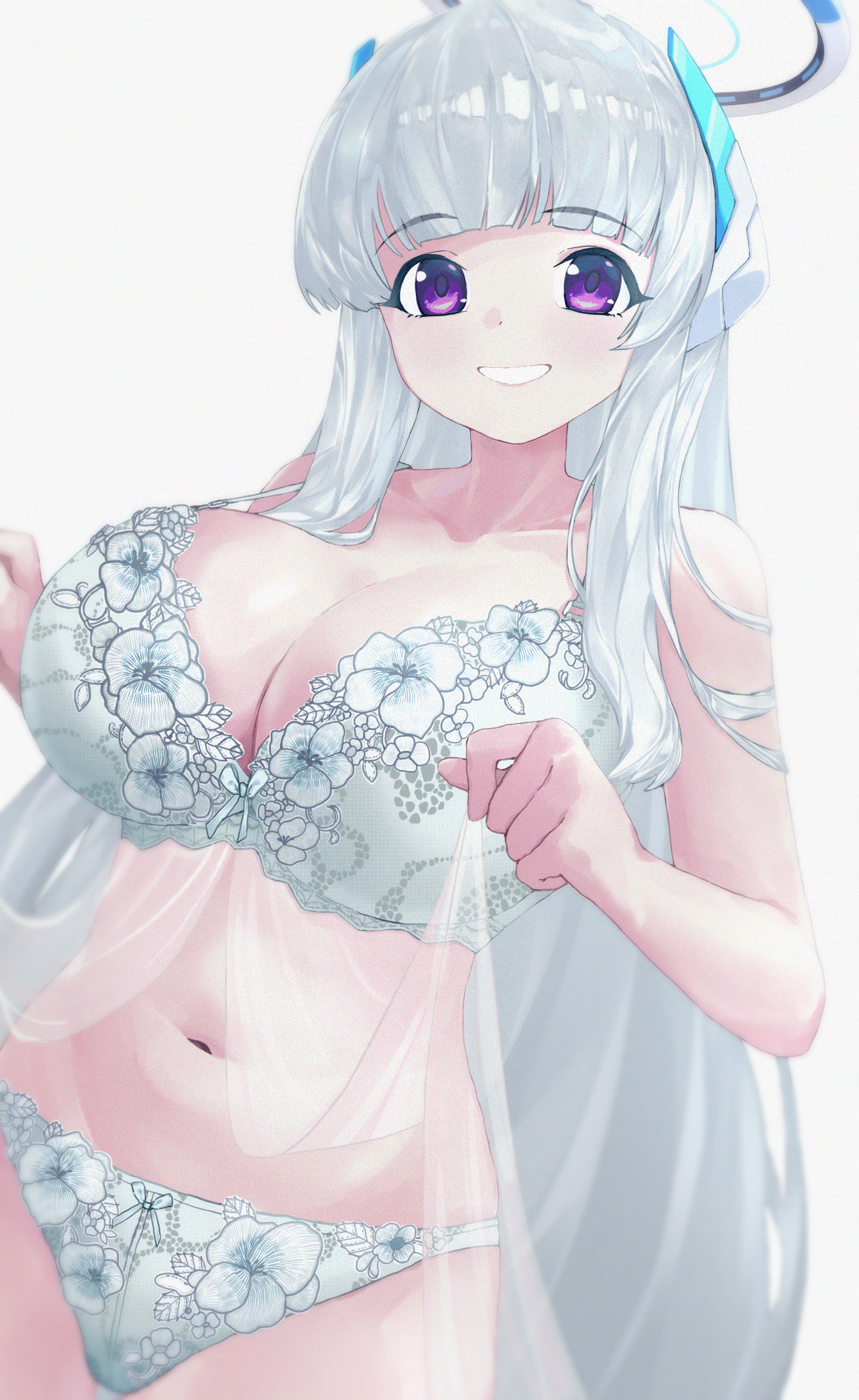 blue_archive bra halo lingerie pantsu see_through skirt_lift tagme ushio_noa