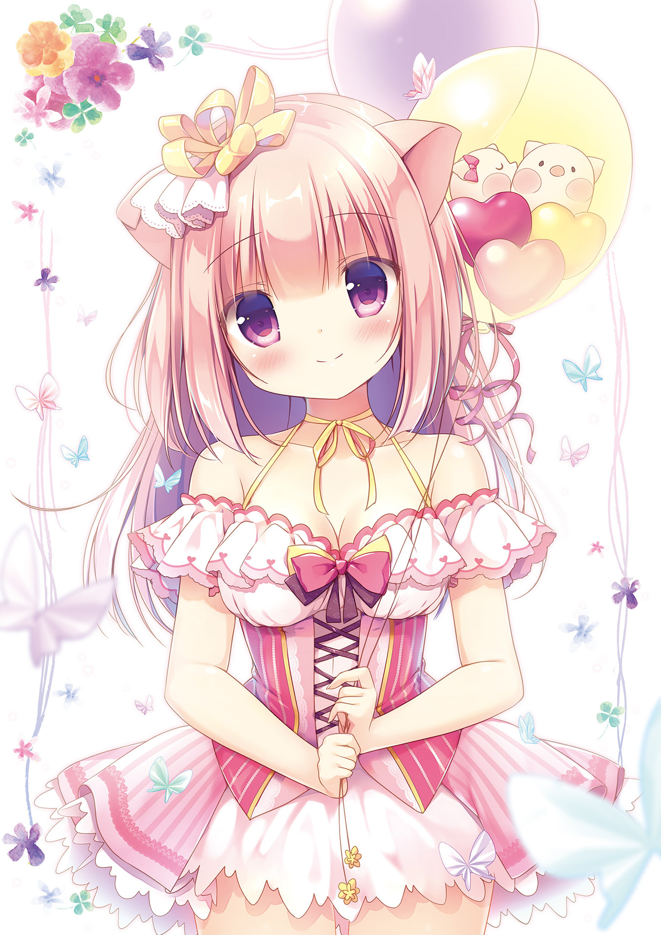 animal_ears canvas+garden cleavage dress miyasaka_naco rowa_(canvas+garden)