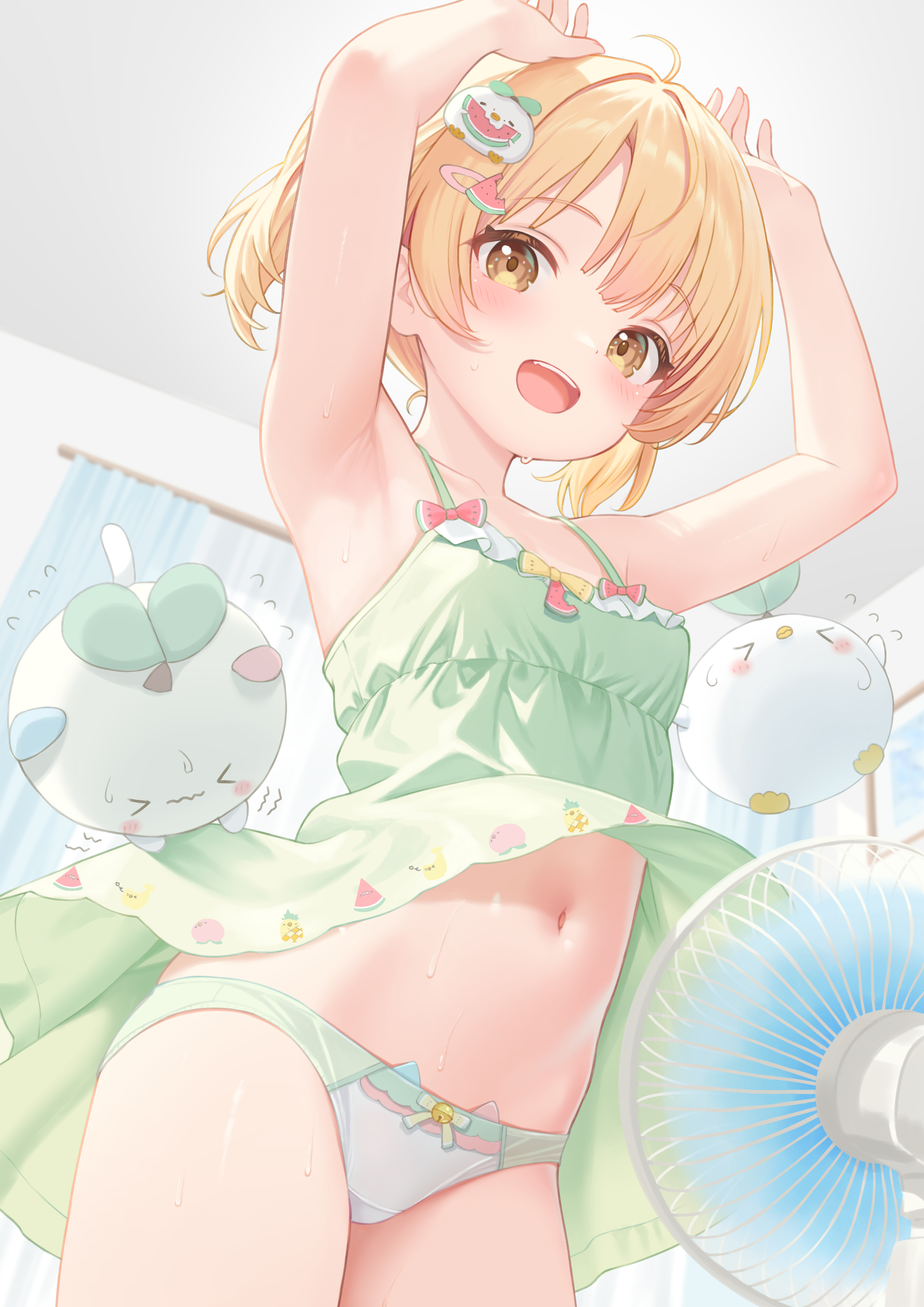 dress loli pantsu skirt_lift summer_dress wet yunarebun