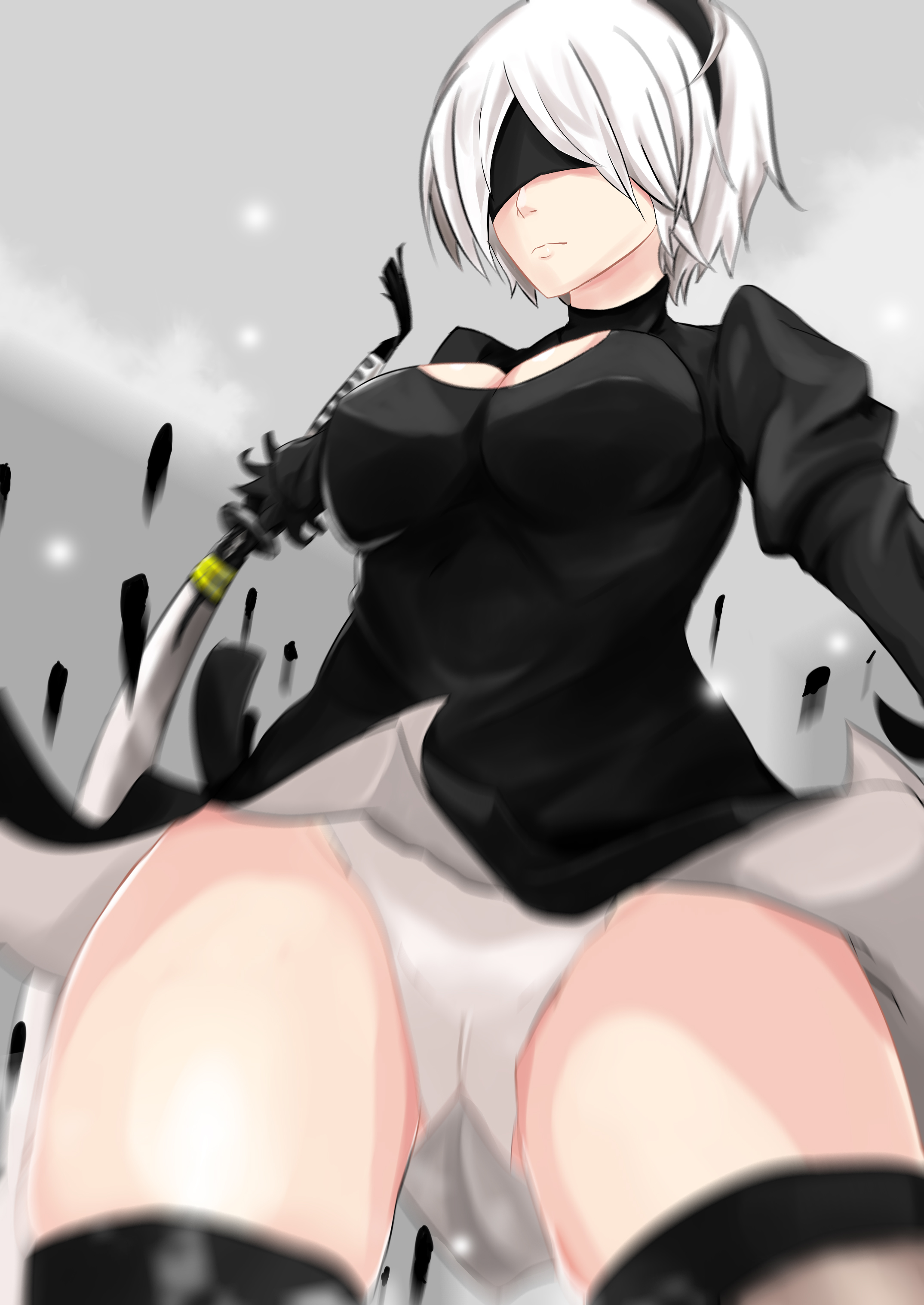 cleavage dress nez-3 nier nier_automata pantsu yorha_no.2_type_b