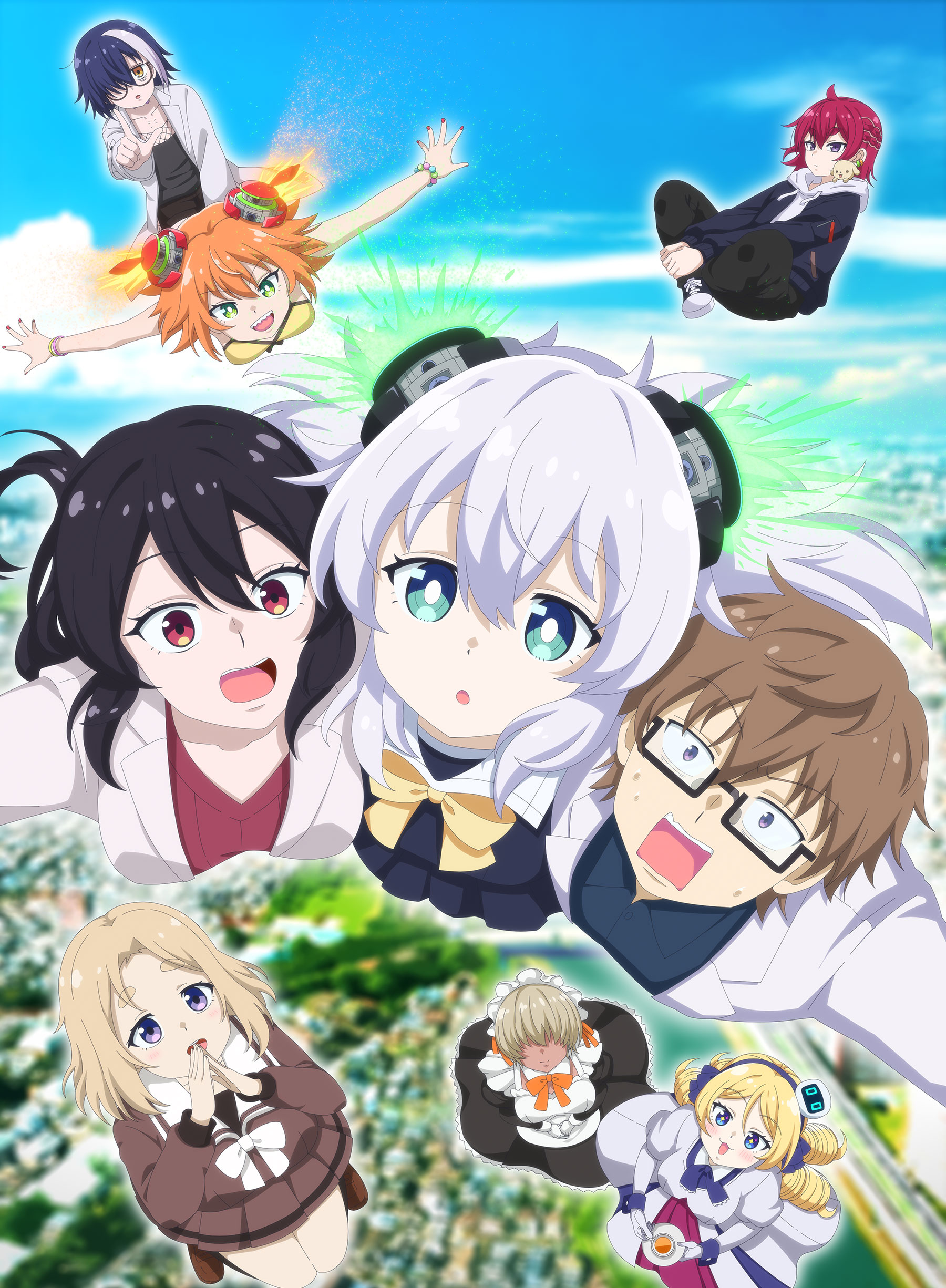 alma-chan_wa_kazoku_ni_naritai dress fishnets kamisato_alma kamisato_enji kamisato_toki maid mecha_musume megane neon_wozniak omoikane_makina omoikane_tokoyo seifuku tagme tanaka_(alma-chan) yashiki_hana yobane_suzume