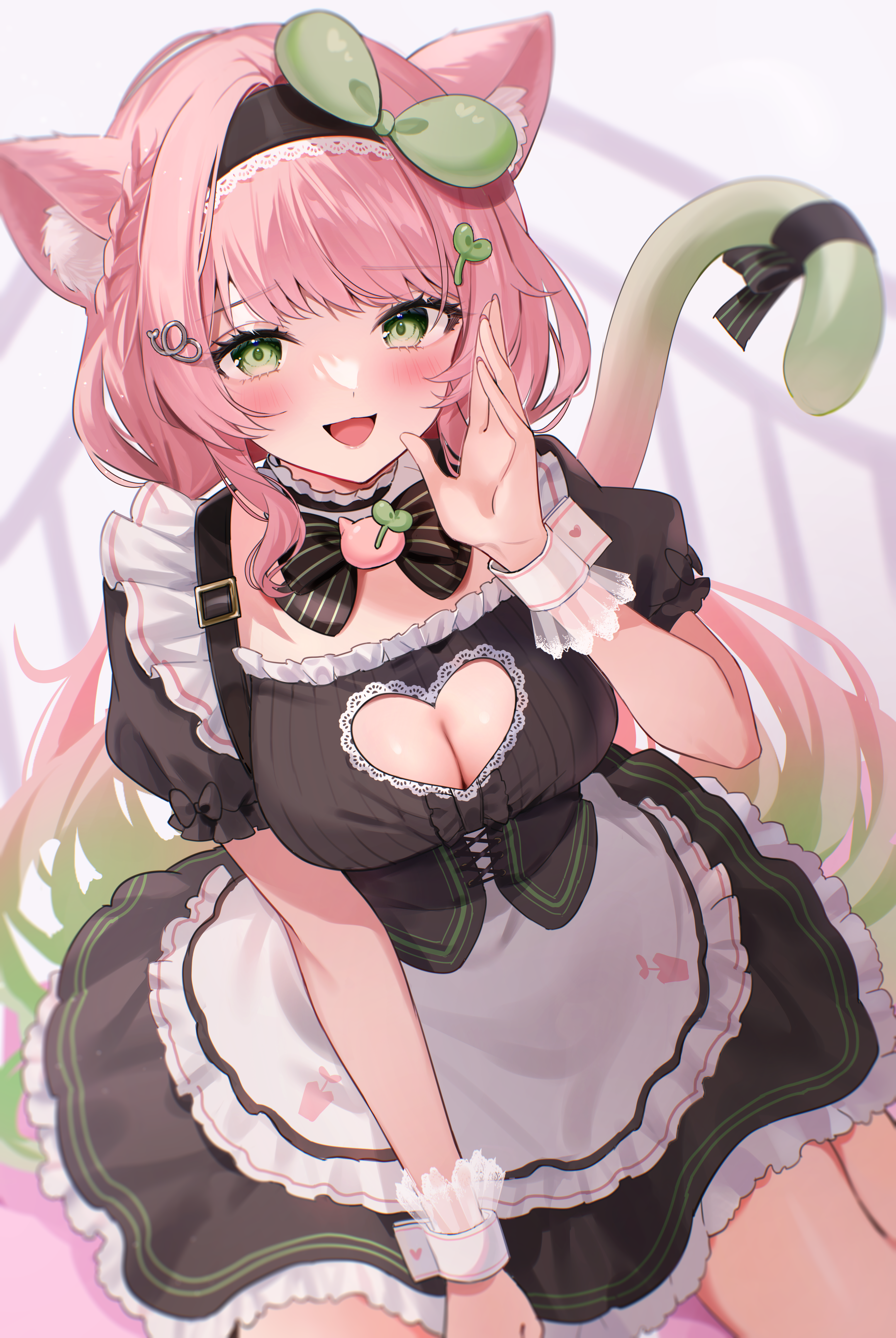 animal_ears cleavage futaba_iyo indie_virtual_youtuber maid nekomimi su2525 tail