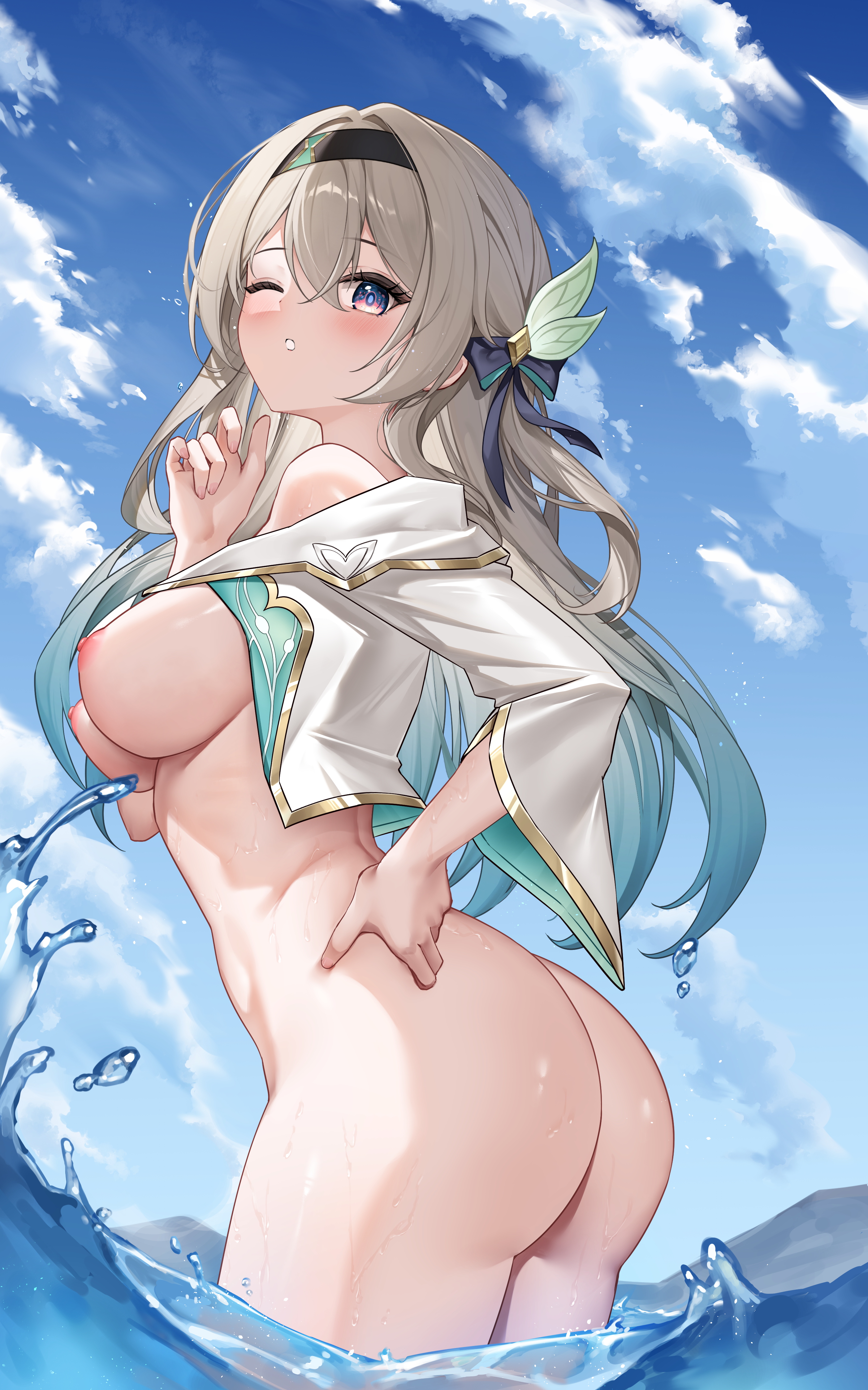 ass bottomless breasts firefly honkai:_star_rail lunacle nipples no_bra wet