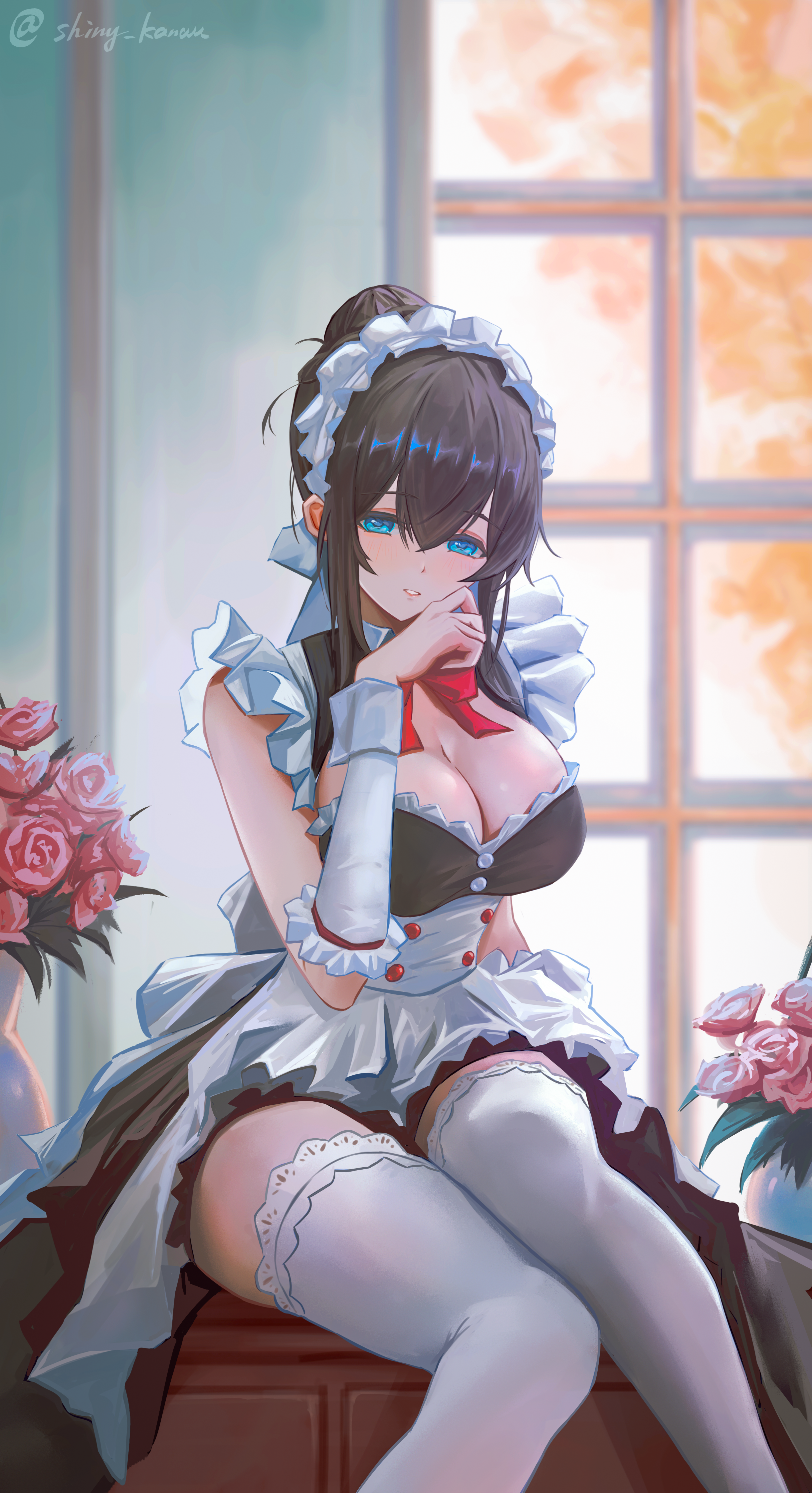 maid qingli_ye sagisawa_fumika the_idolm@ster the_idolm@ster_cinderella_girls thighhighs