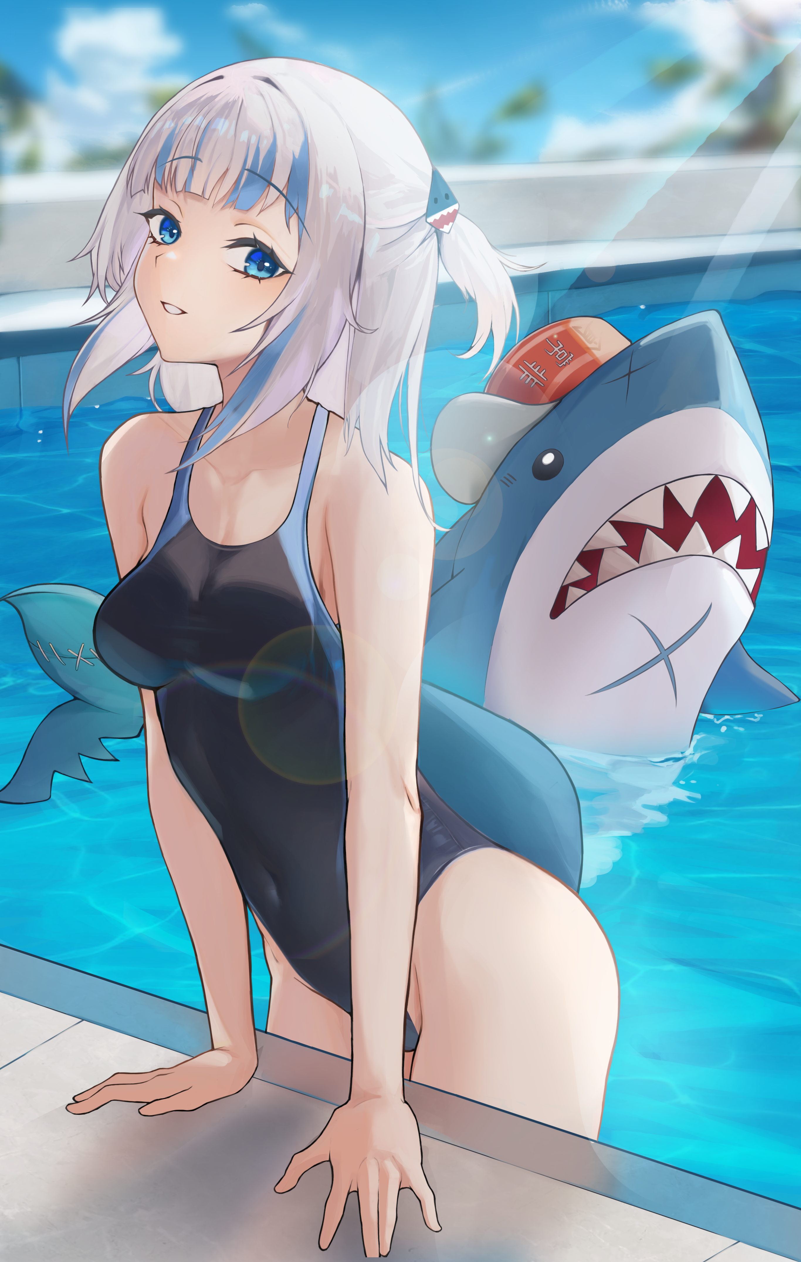 cleavage gawr_gura hololive hololive_english soriham swimsuits tail