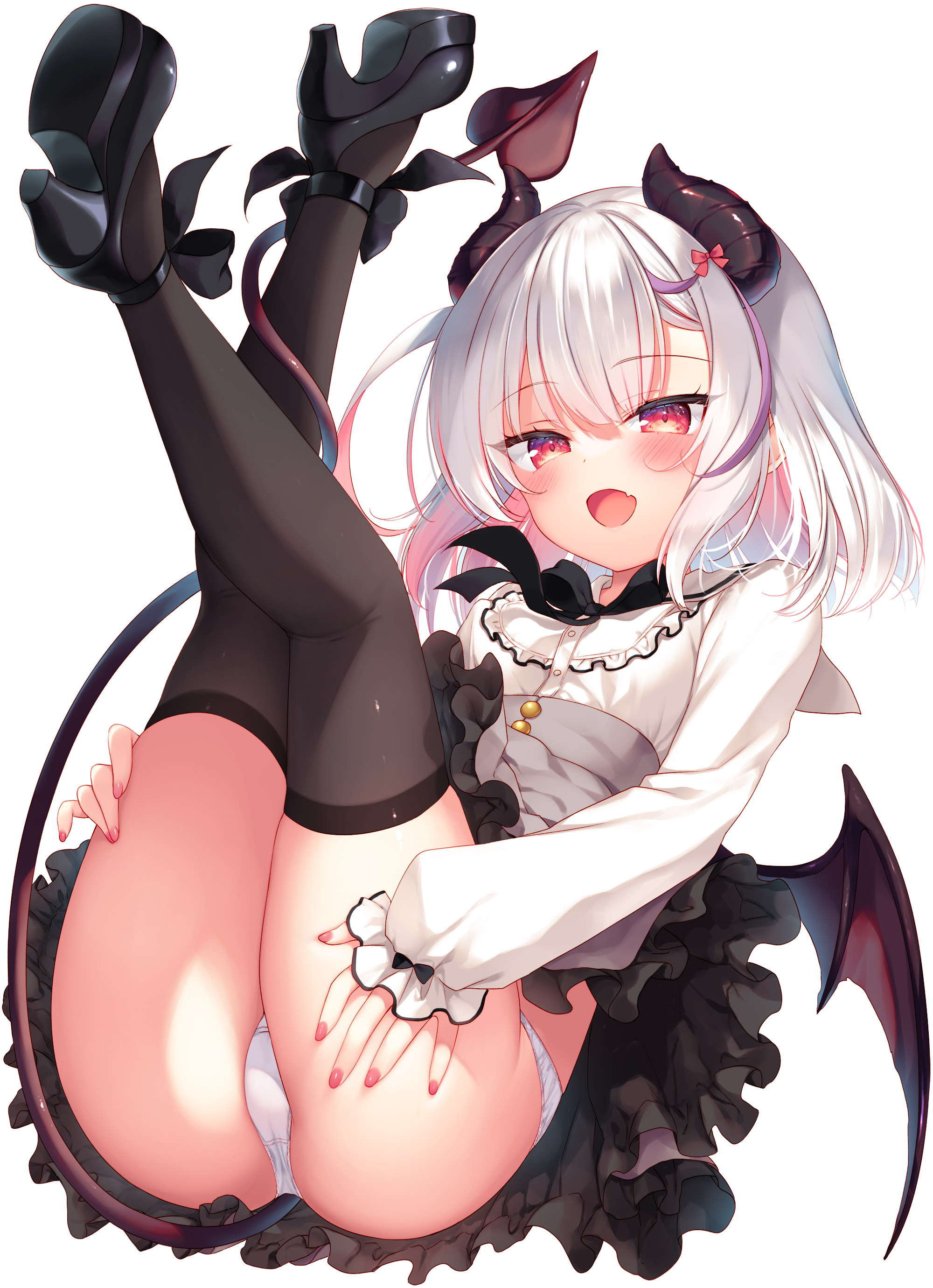 23.4° devil heels horns ichiri pantsu skirt_lift tail thighhighs wings