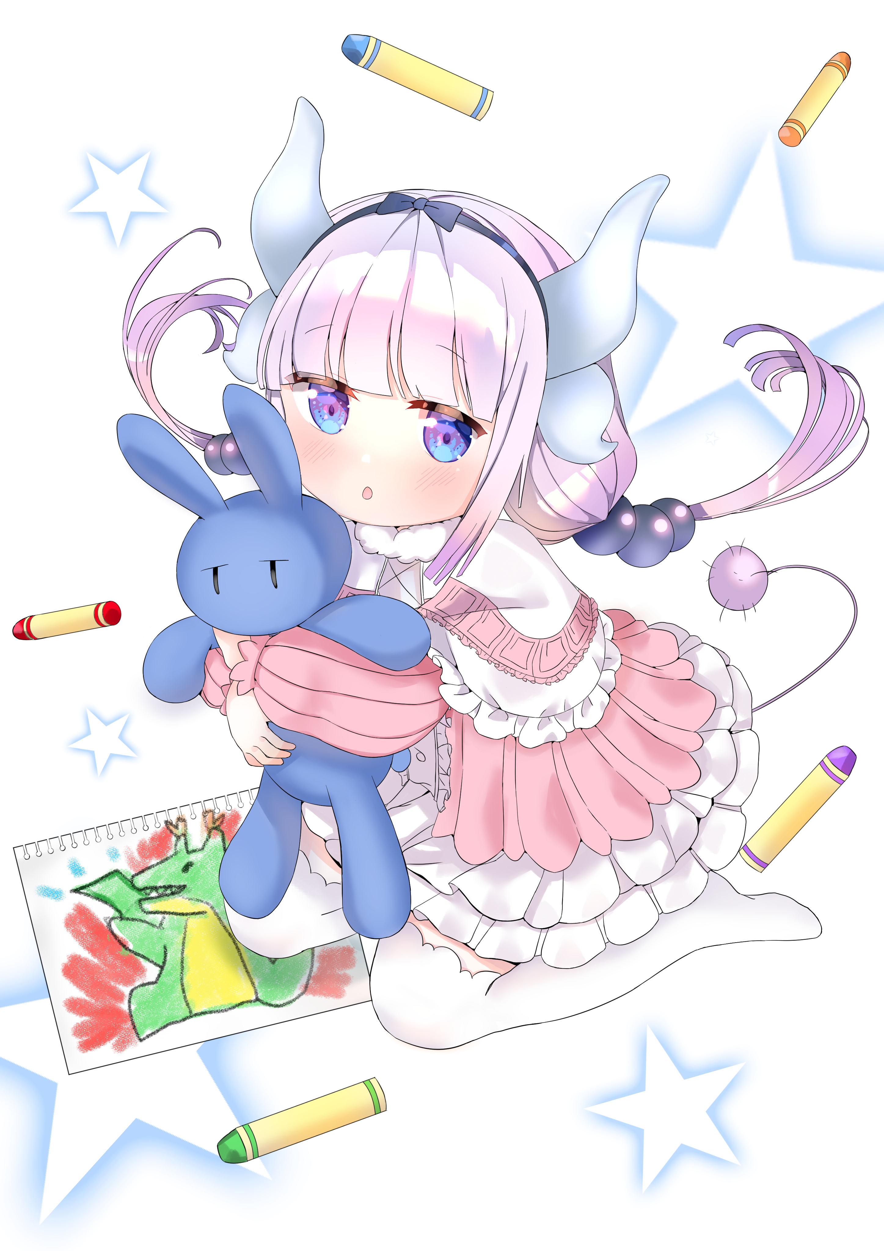 anya_(pixiv_70223585) dress horns kanna_kamui kobayashi-san_chi_no_maidragon tail thighhighs