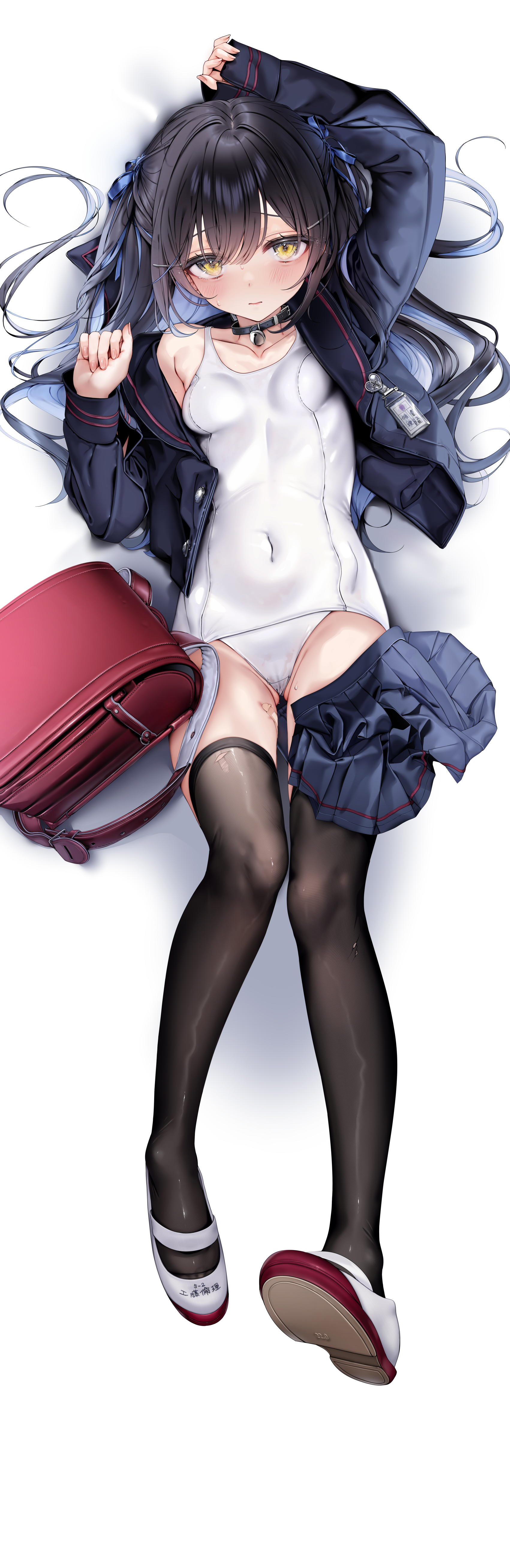 bandaid dakimakura kudou_rinri loli school_swimsuit see_through seifuku swimsuits thighhighs torn_clothes yunmi