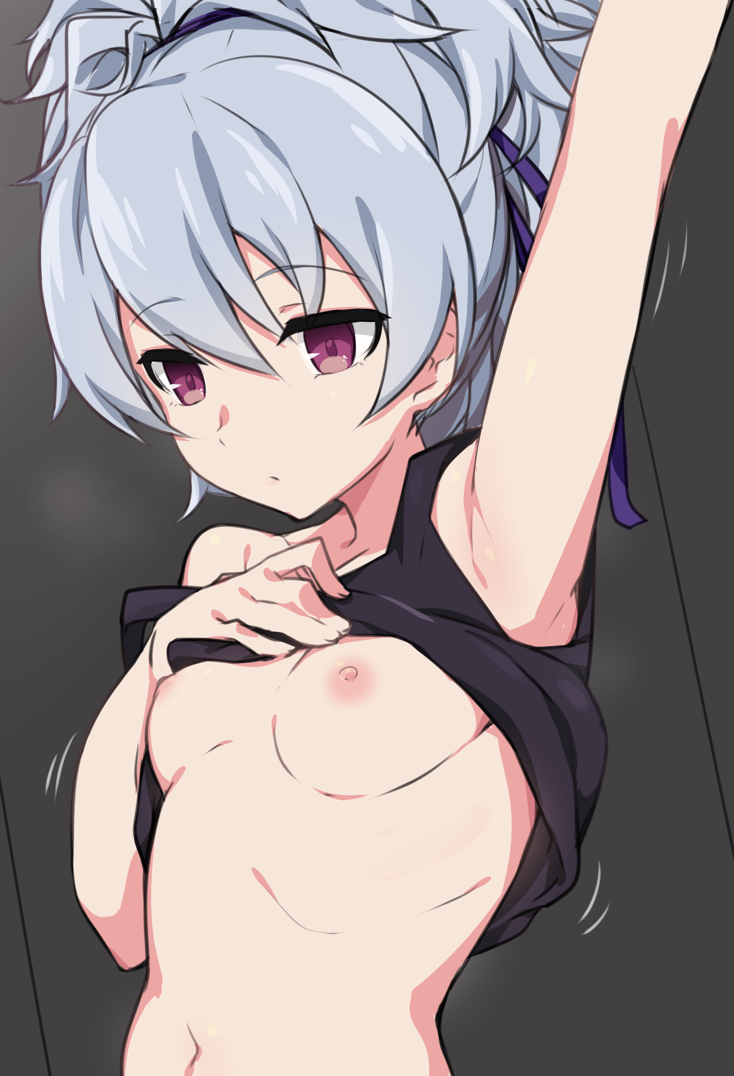 breasts darker_than_black kuro_mushi nipples no_bra shirt_lift yin