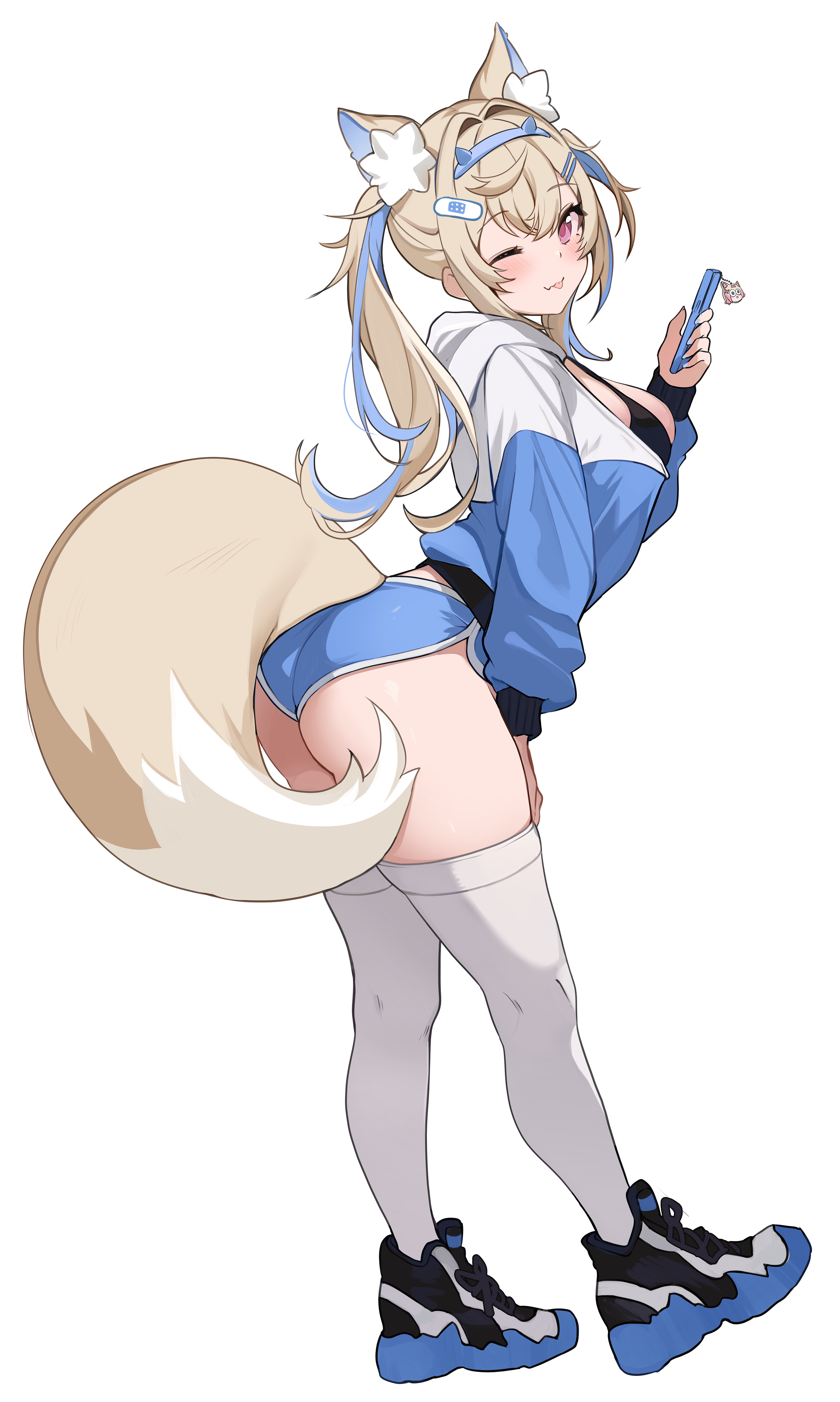 animal_ears ass bandaid fuwawa_abyssgard hololive hololive_english inumimi koahri tail thighhighs