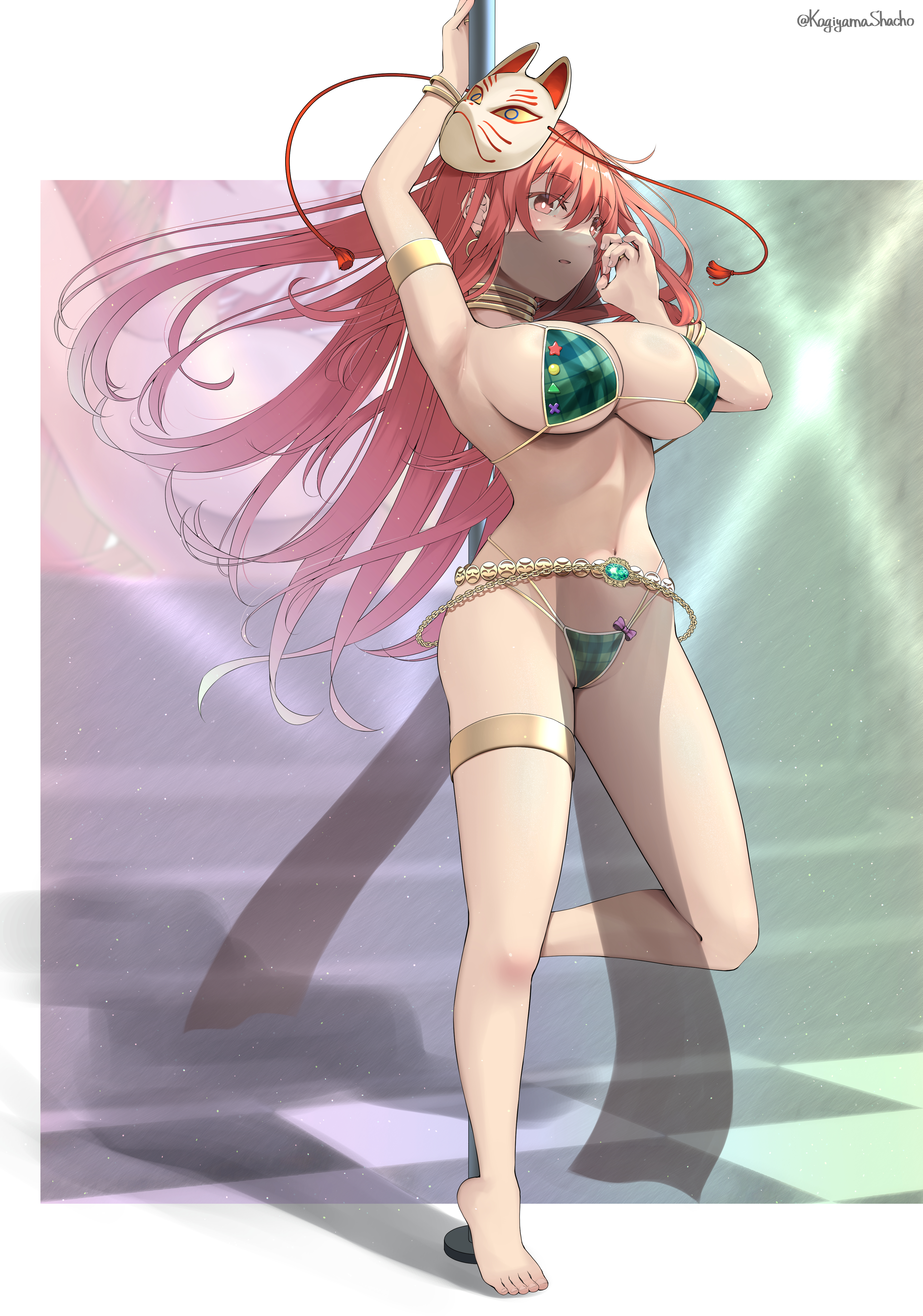 bikini garter hata_no_kokoro kagiyama_shachou see_through swimsuits thong touhou