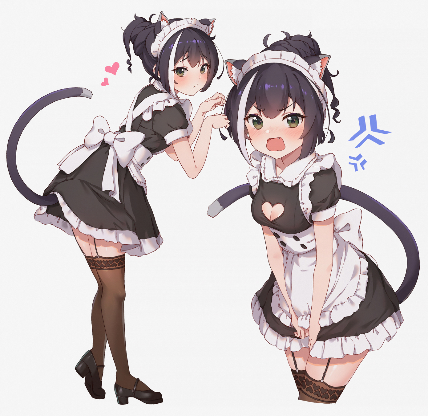 animal_ears cleavage heels karyl_(princess_connect) lunia_(artist) maid princess_connect princess_connect!_re:dive skirt_lift stockings thighhighs