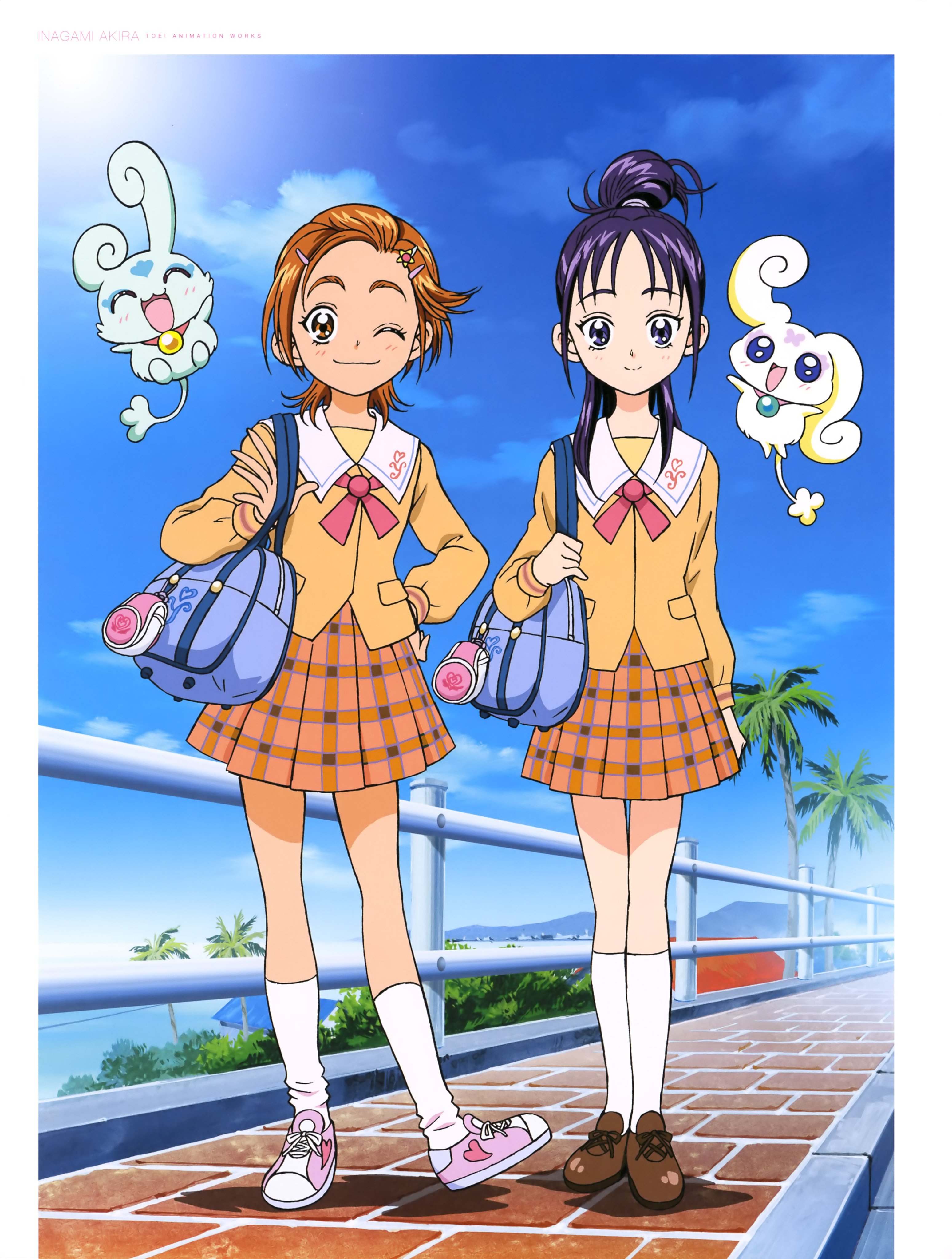 choppy flappy futari_wa_precure_splash_star hyuuga_saki inagami_akira mishou_mai precure seifuku