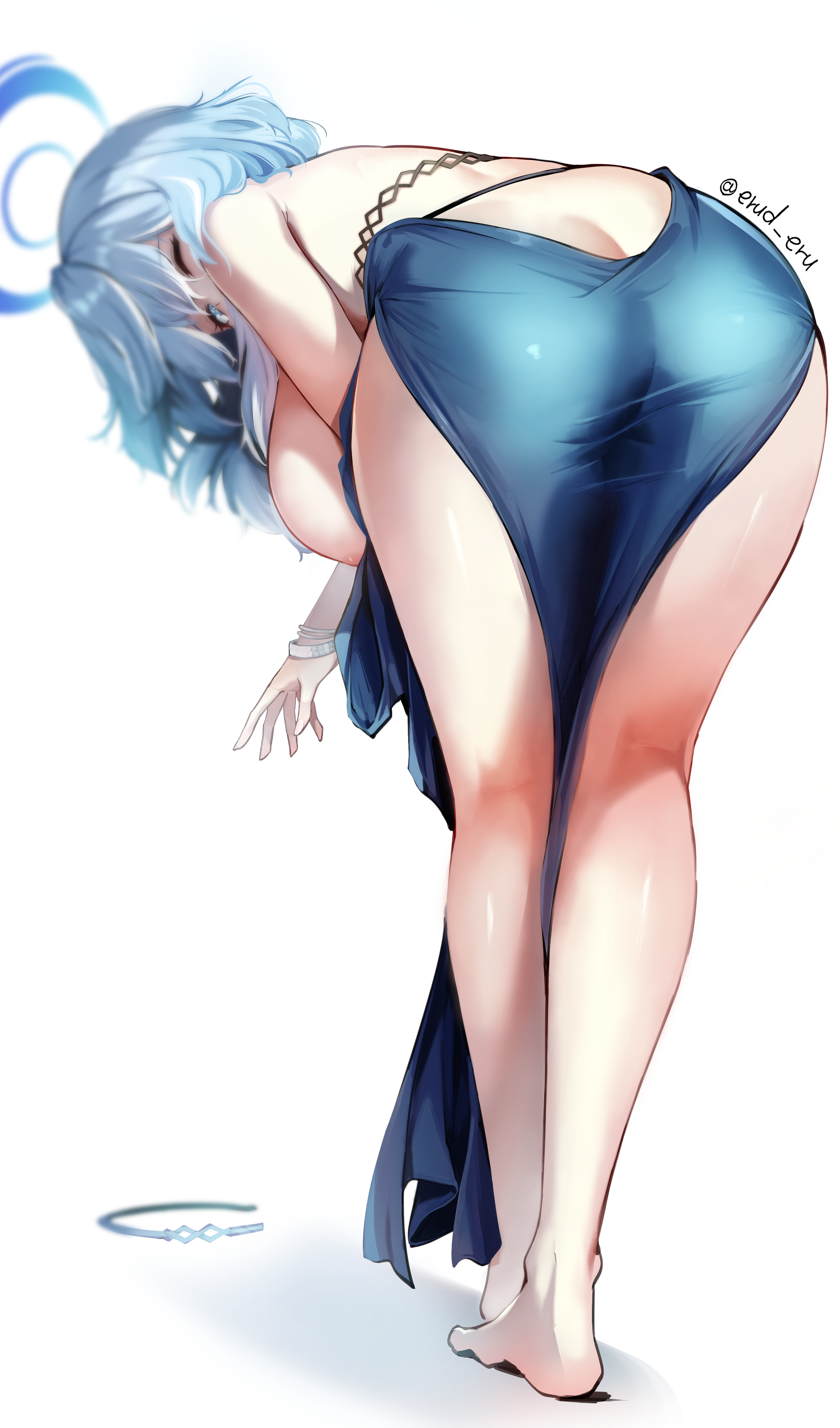 amau_ako areola ass blue_archive dress halo mayoichi no_bra nopan