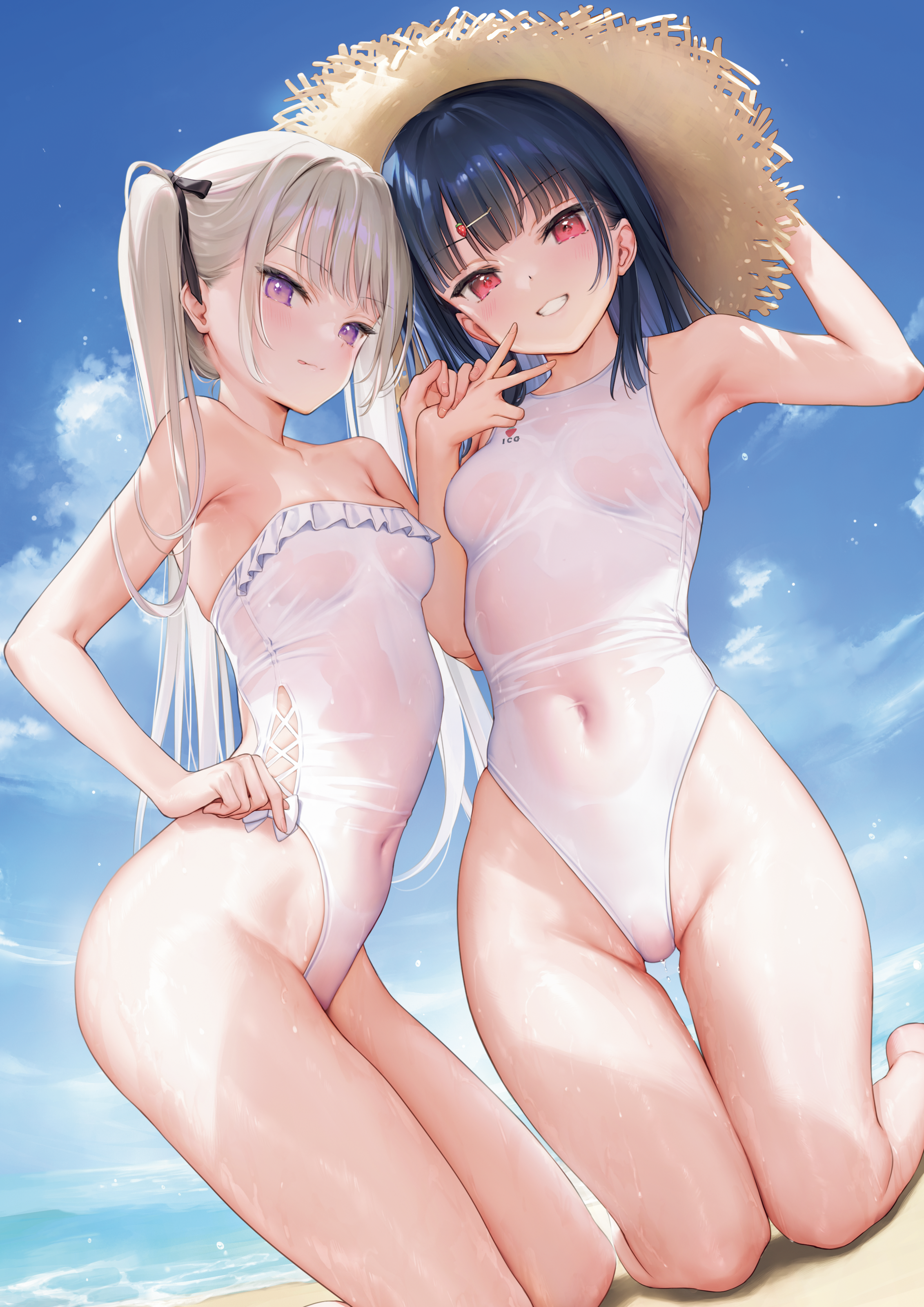 ame_(mignon) digital_version ichigo_(mignon) mignon see_through swimsuits wet wet_clothes