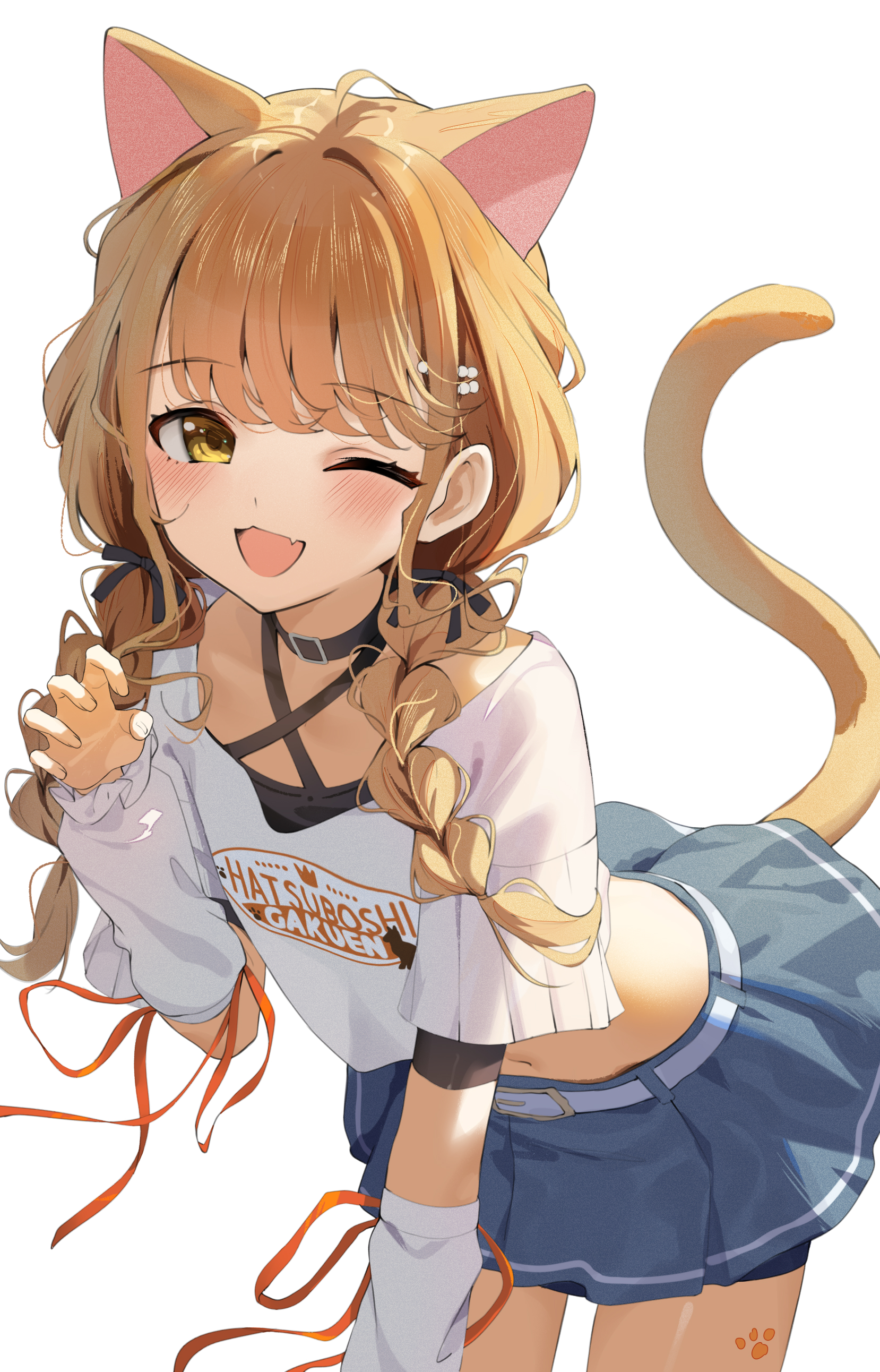 animal_ears fujita_kotone gakuen_idolm@ster gin00 nekomimi tail tattoo the_idolm@ster