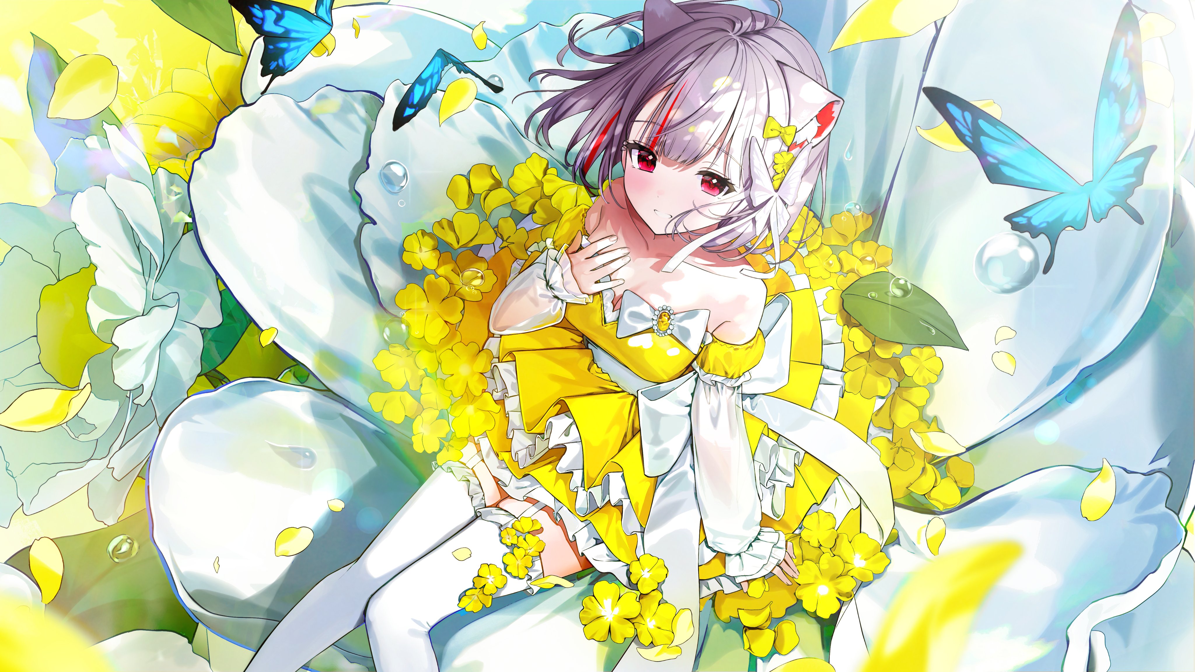 animal_ears dress eumi_114 nekomimi neneko_mashiro no_bra see_through stellive stockings thighhighs