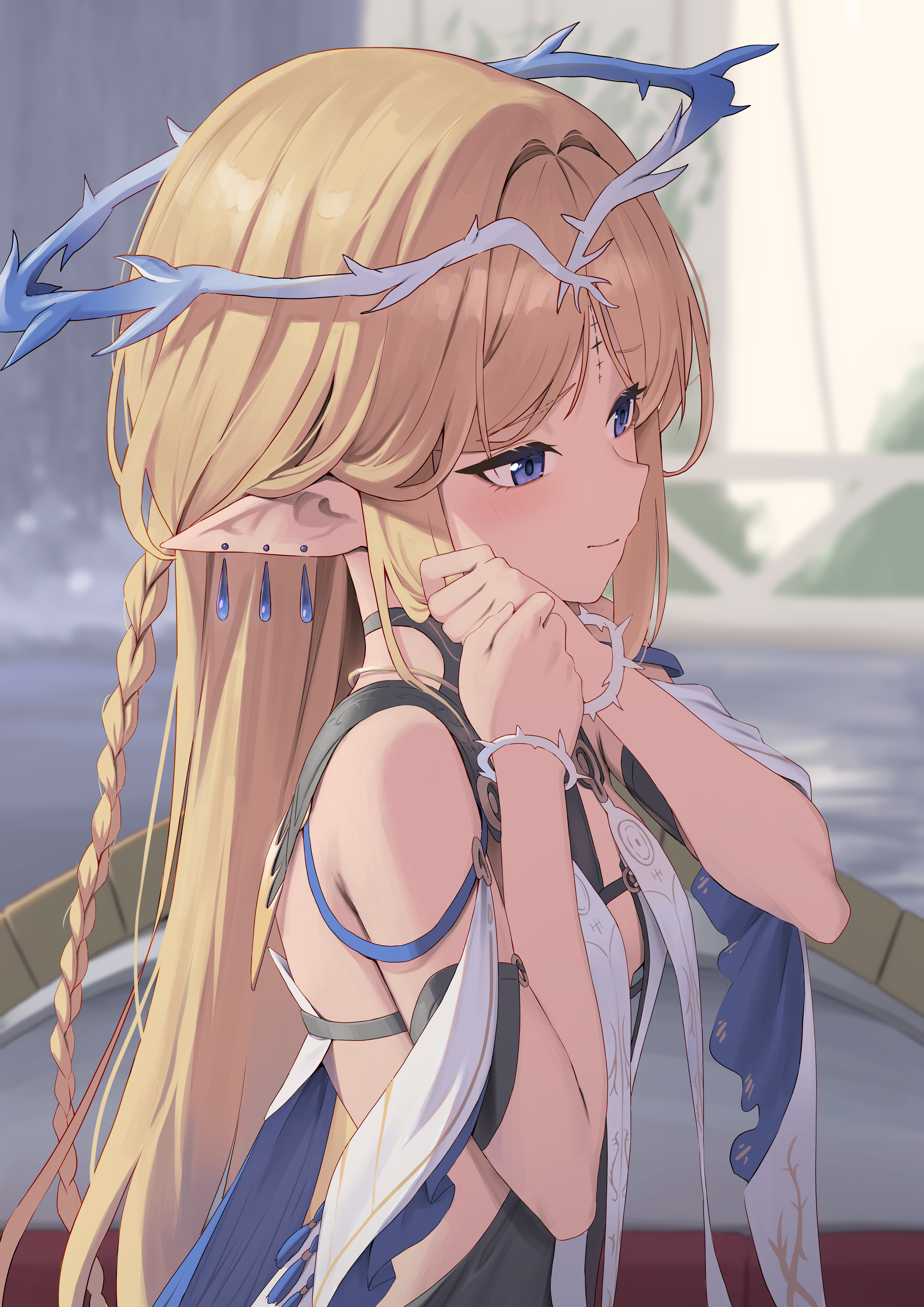 cartethyia karadborg no_bra pointy_ears tattoo wuthering_waves