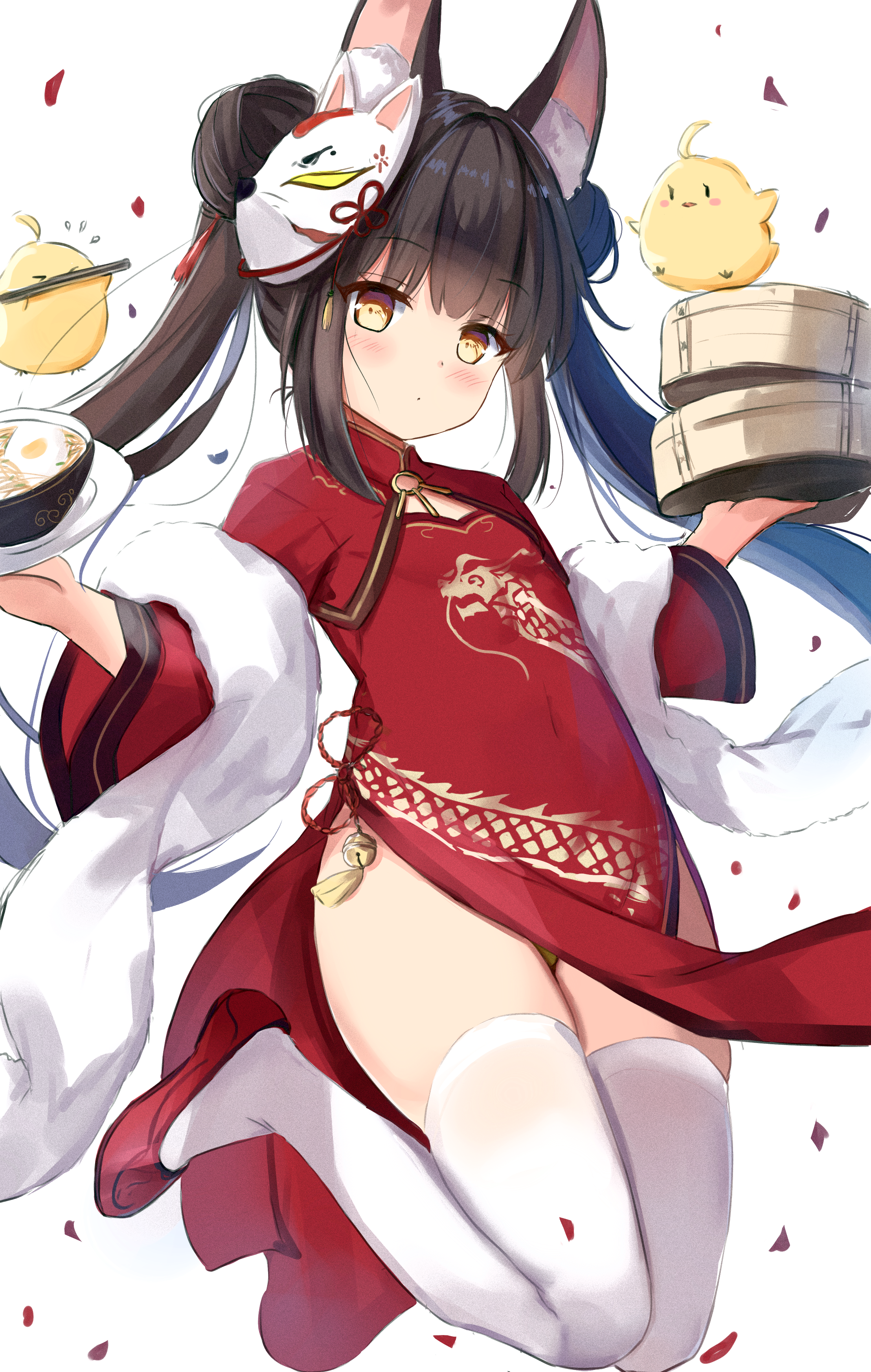 animal_ears azur_lane chinadress hamiro kitsune nagato_(azur_lane) pantsu