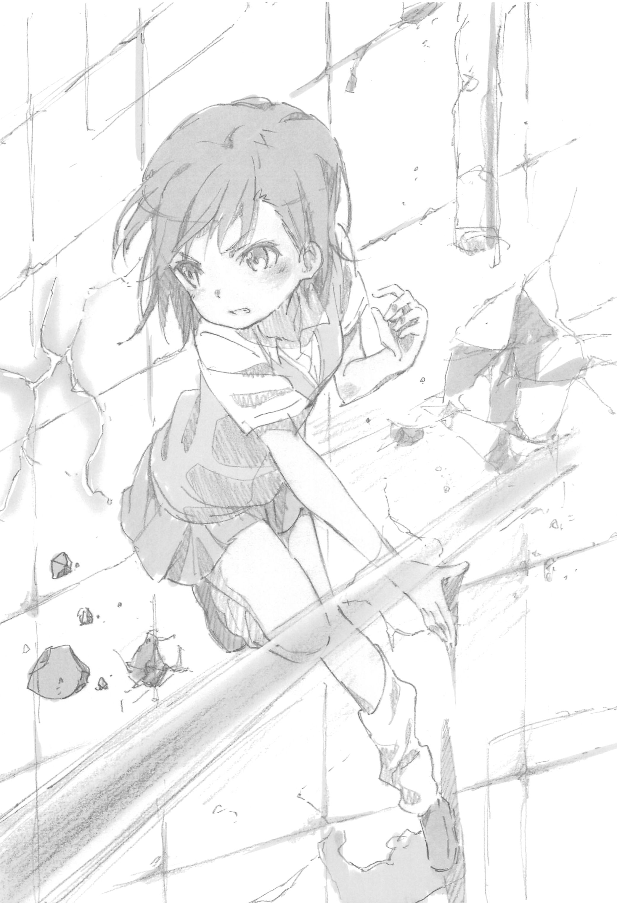 delf misaka_mikoto monochrome seifuku sketch toaru_kagaku_no_railgun toaru_majutsu_no_index