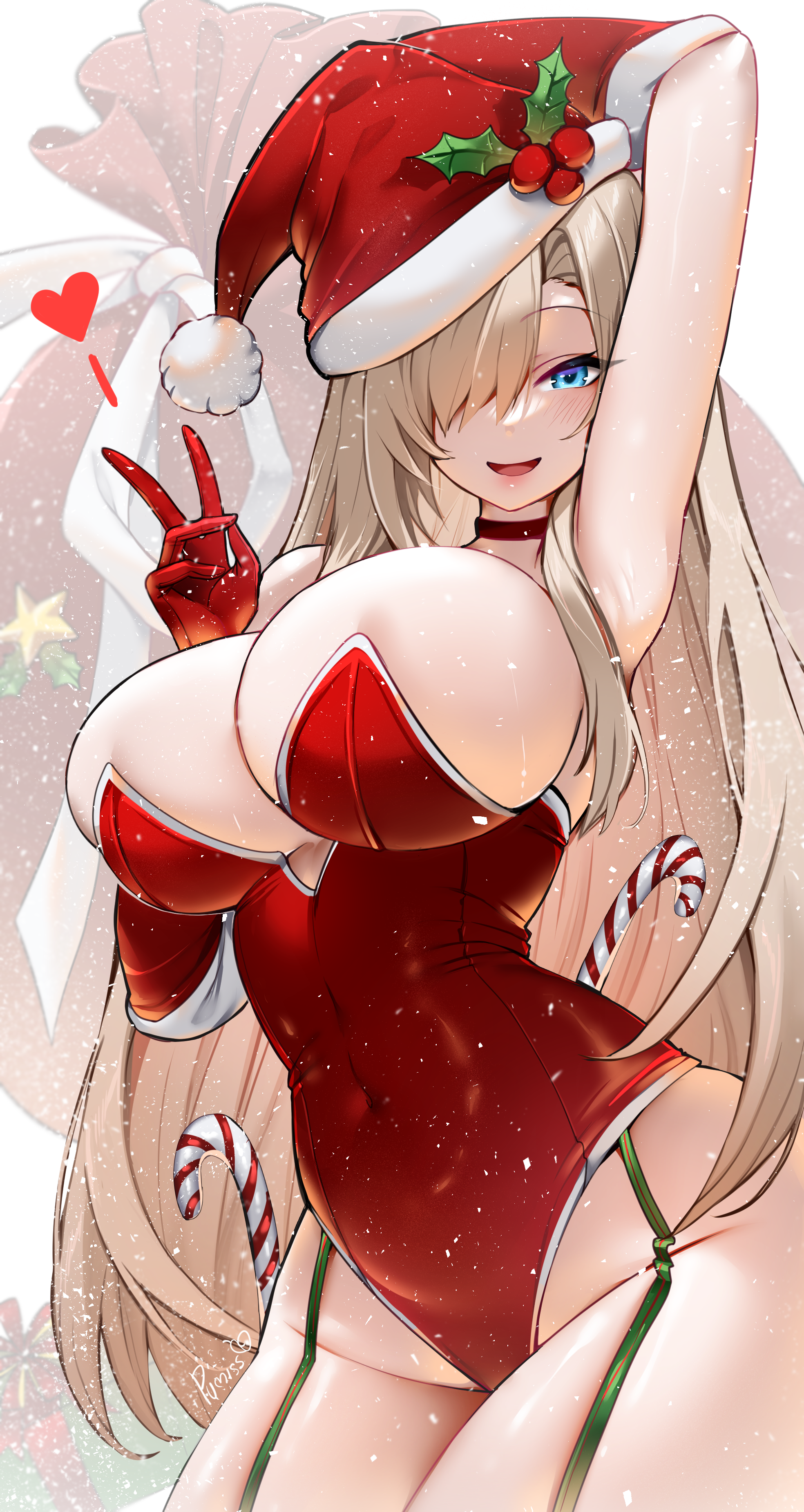 blue_archive christmas ichinose_asuna leotard no_bra pumiss