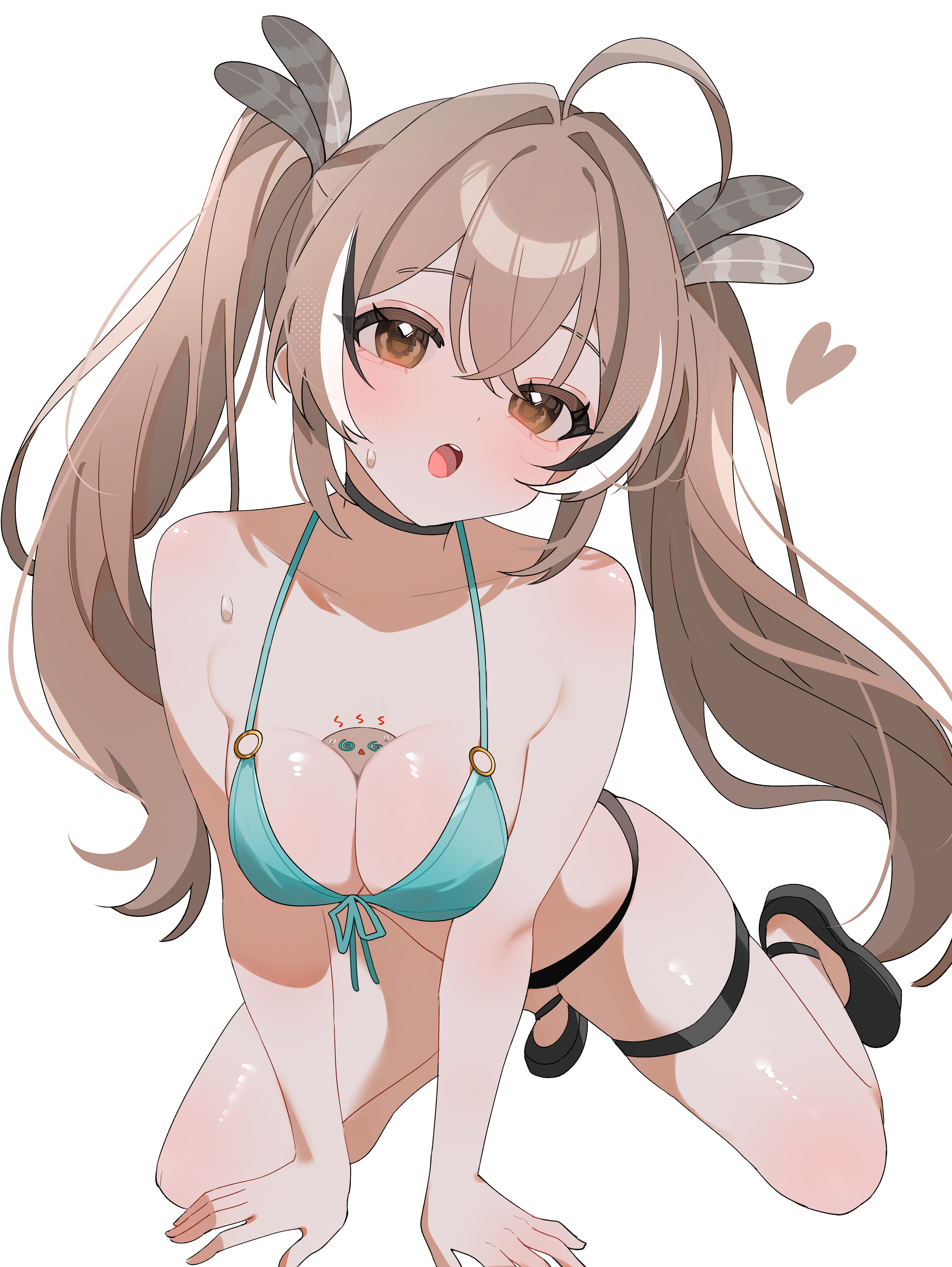 bikini breast_hold garter hololive hololive_english nanashi_mumei swimsuits tagme