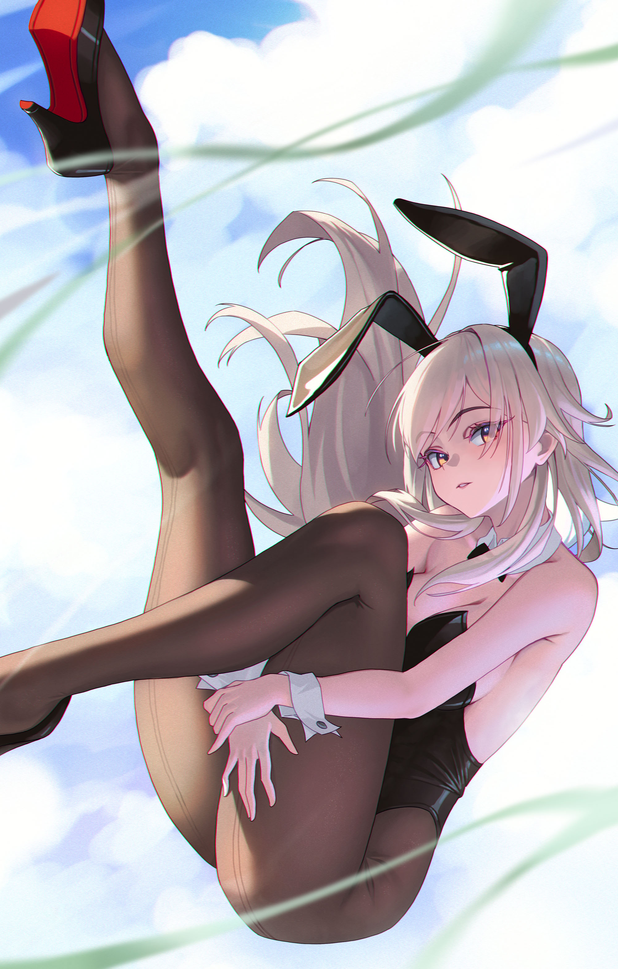 animal_ears bowlp bunny_ears bunny_girl heels honkai:_star_rail no_bra pantyhose stelle