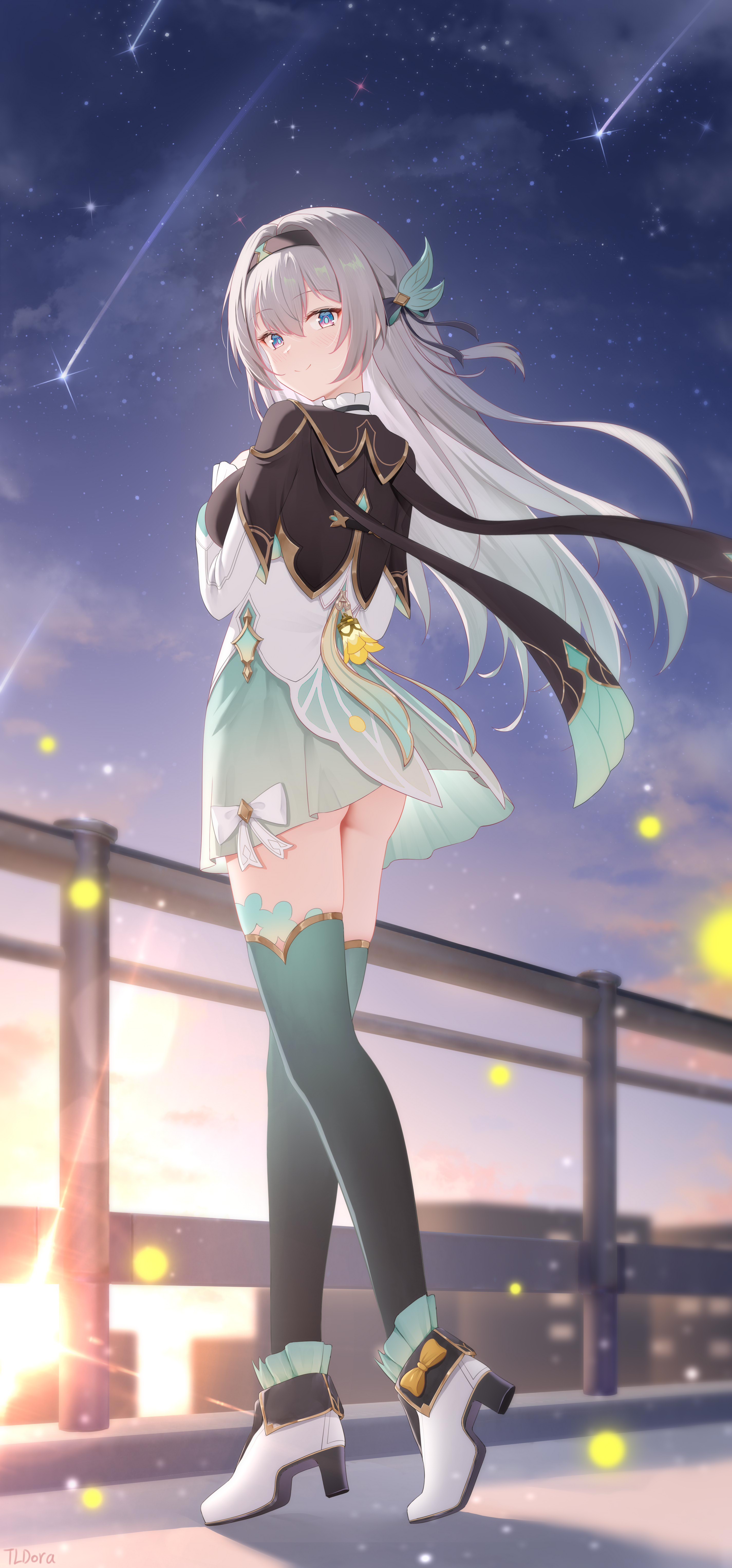 ass doraski firefly honkai:_star_rail skirt_lift thighhighs