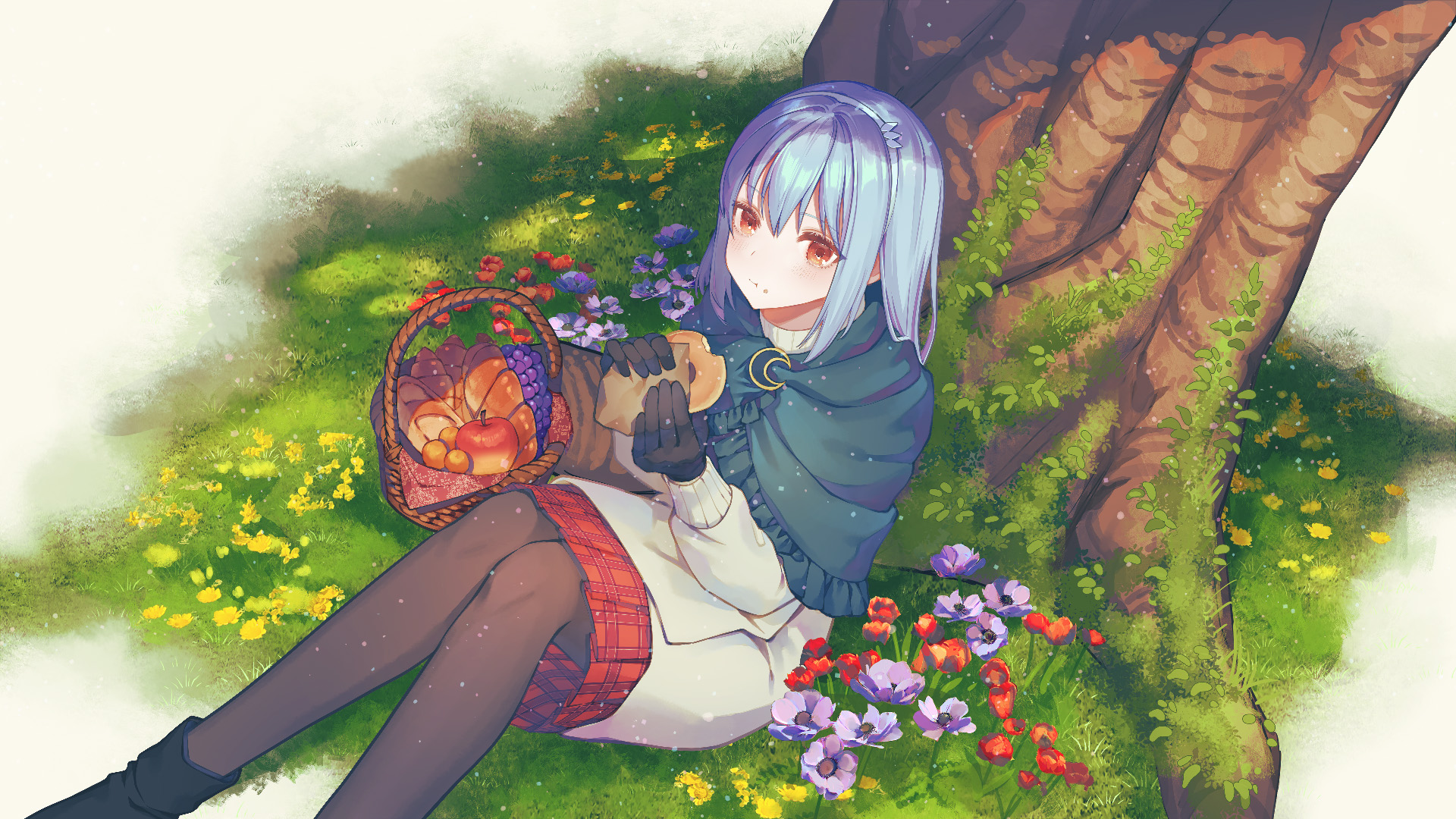 aru_majo_ga_shinu_made fujimi_nanna pantyhose skirt_lift sophie_hayter wallpaper