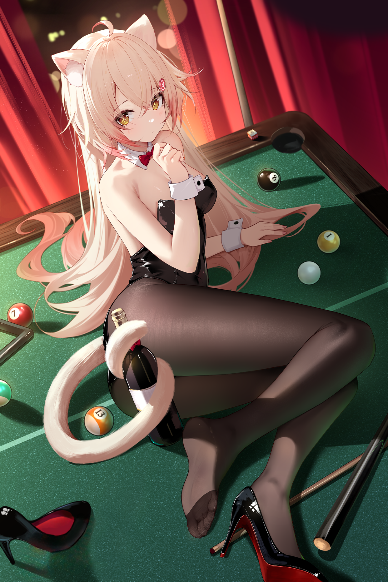 animal_ears detexted heels leotard nekomimi no_bra pantyhose tagme tail