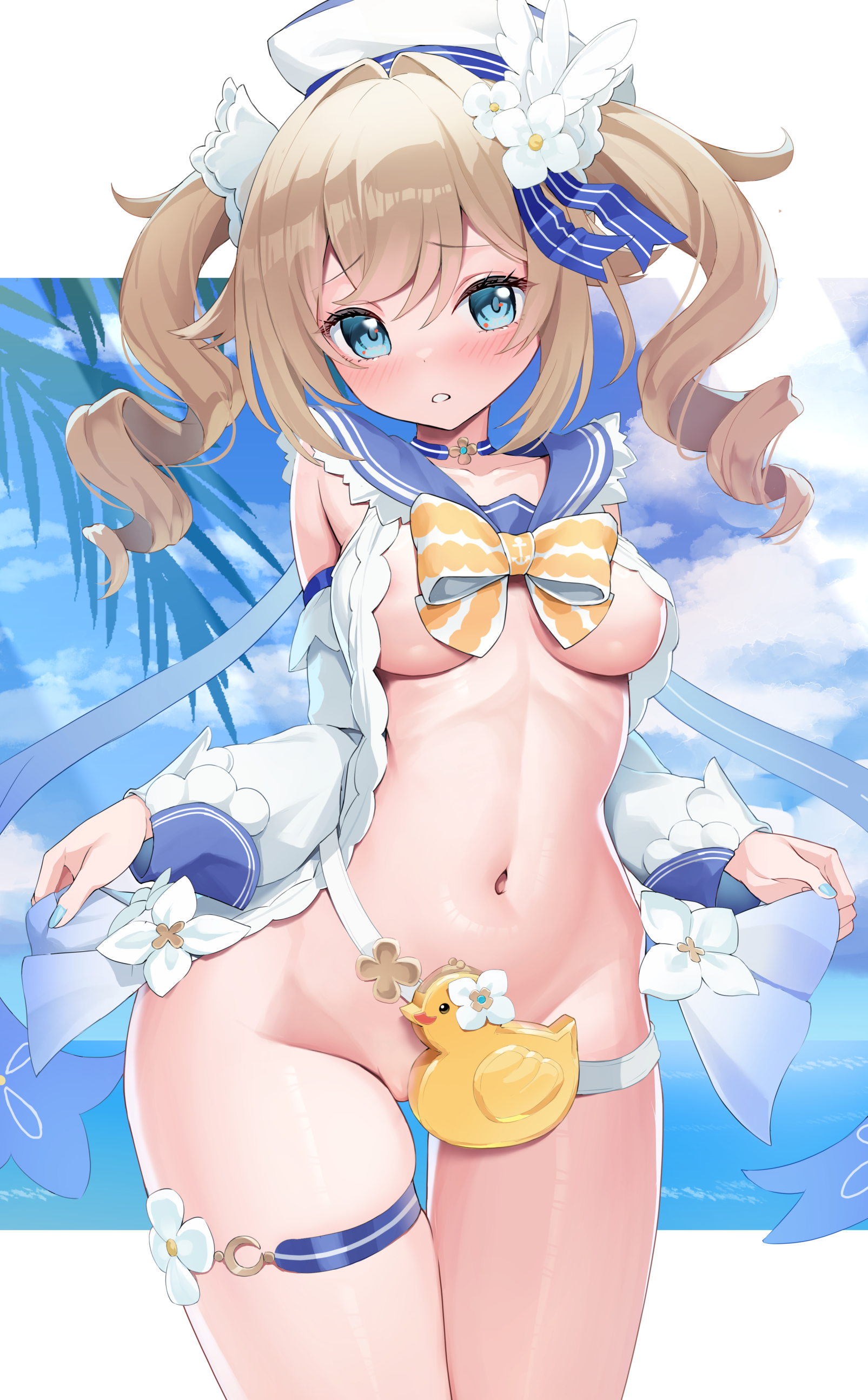 barbara_(genshin_impact) bottomless garter genshin_impact humo no_bra