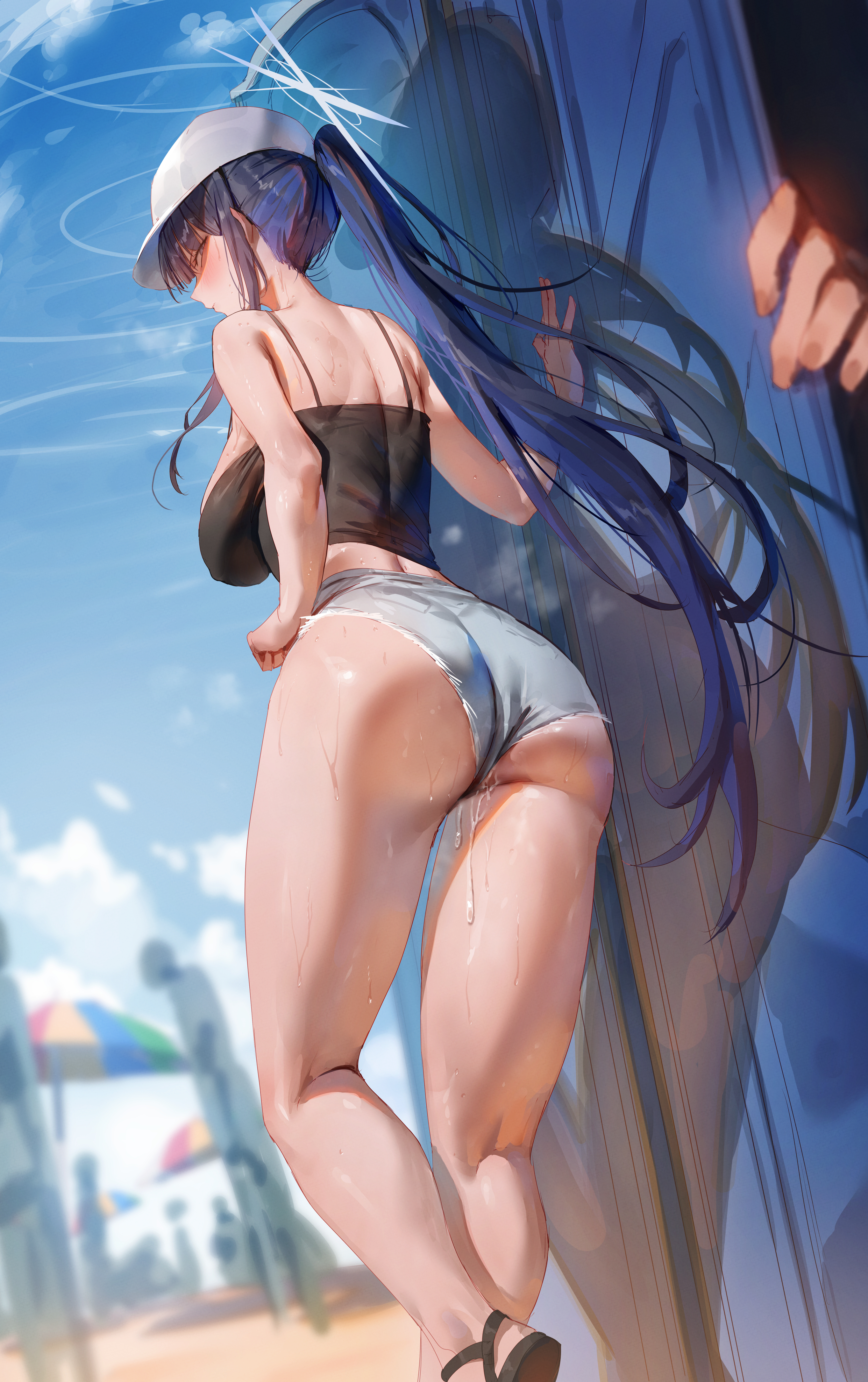 ass blue_archive erect_nipples halo joumae_saori pussy_juice rororo torn_clothes wet
