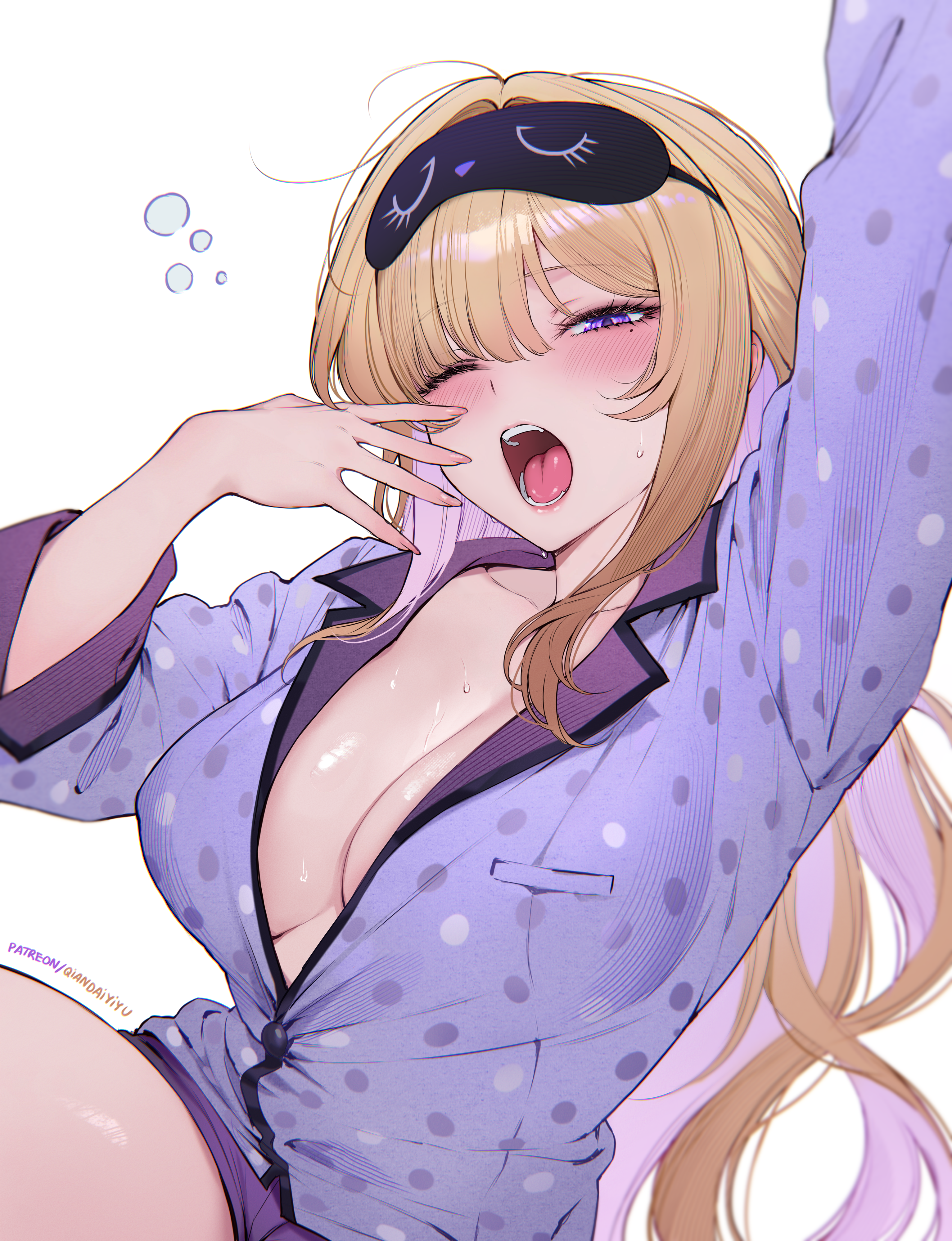 erect_nipples evelyn_chevalier no_bra open_shirt pajama qiandaiyiyu wet zenless_zone_zero