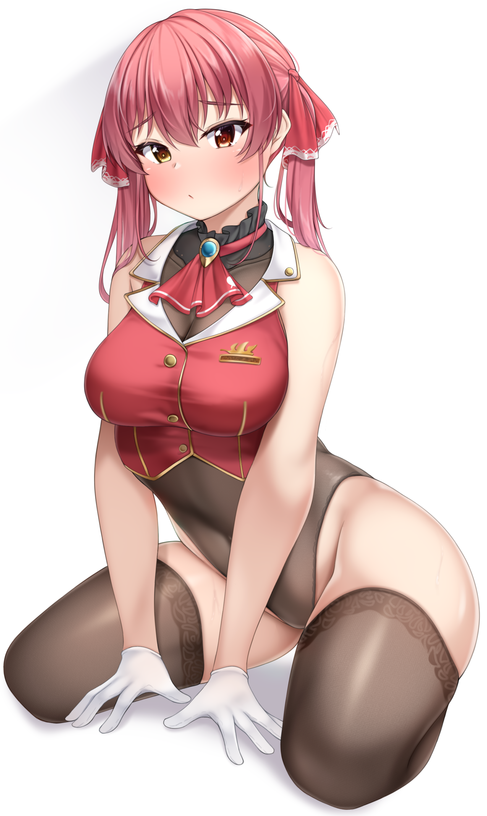 heterochromia hololive houshou_marine leotard lomocya thighhighs