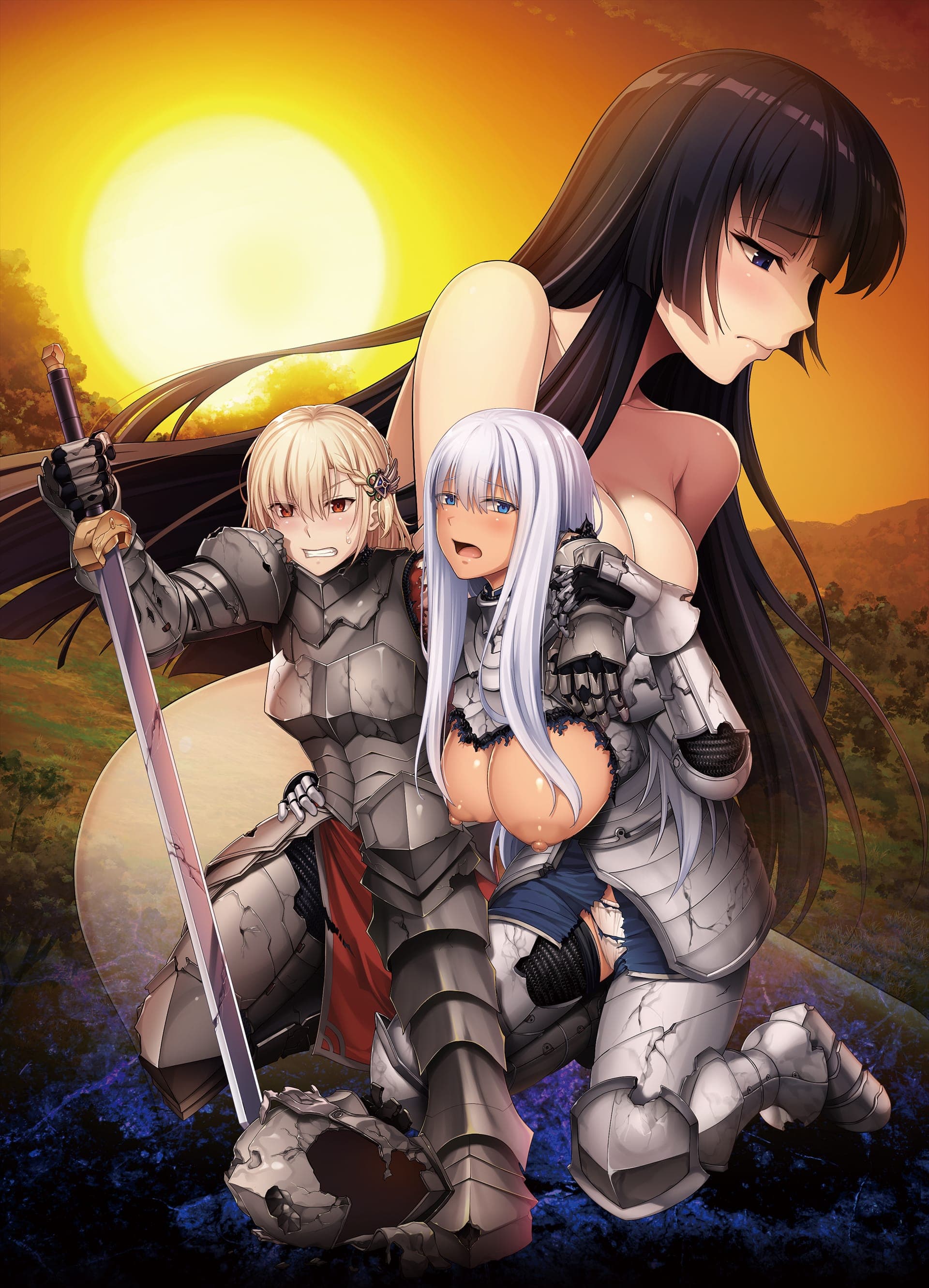 armor breasts naked nipples no_bra pantsu sword tagme thighhighs torn_clothes tsurumiku