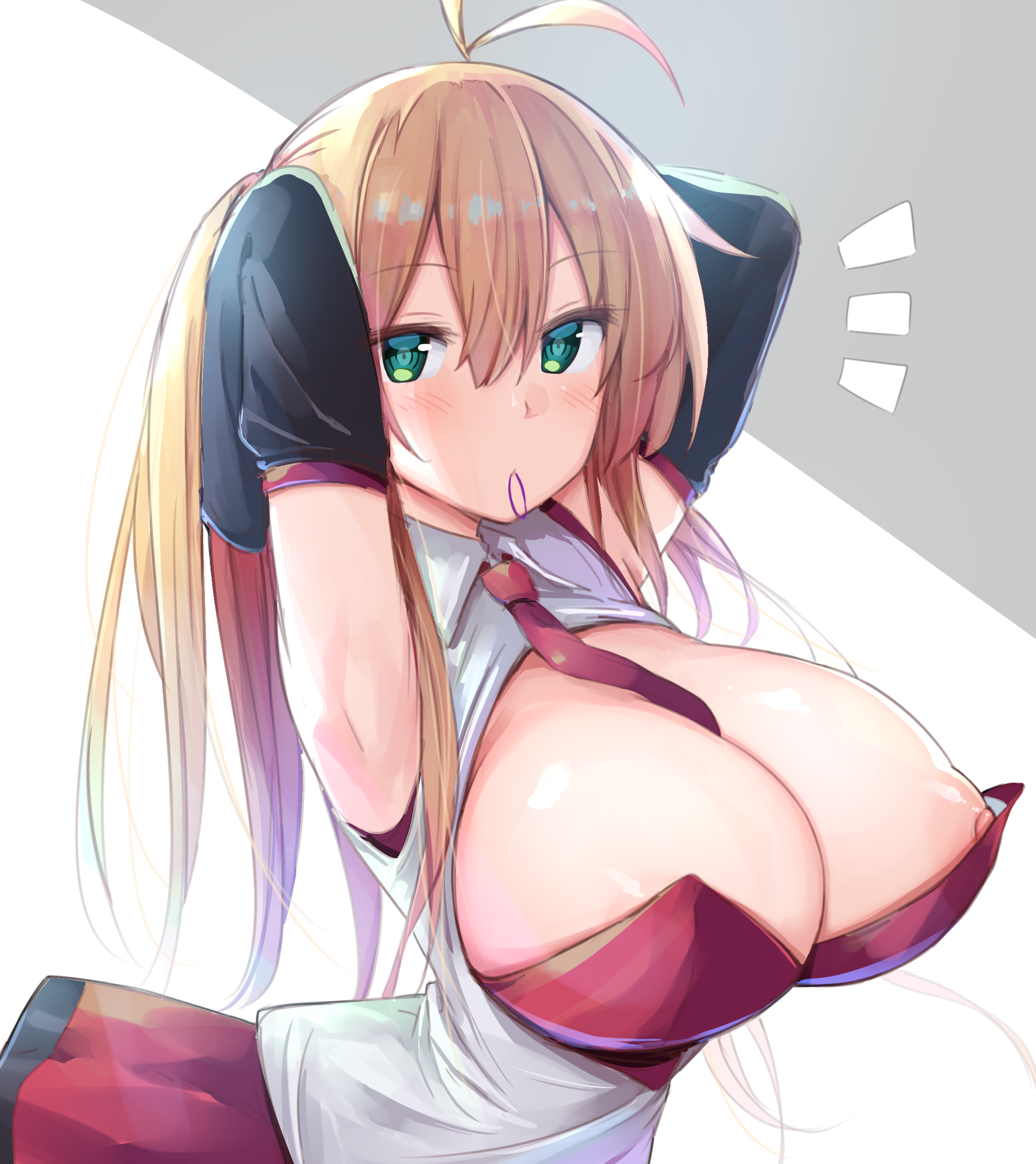 breasts chipa nipples no_bra skirt_lift tsurumaki_maki voiceroid