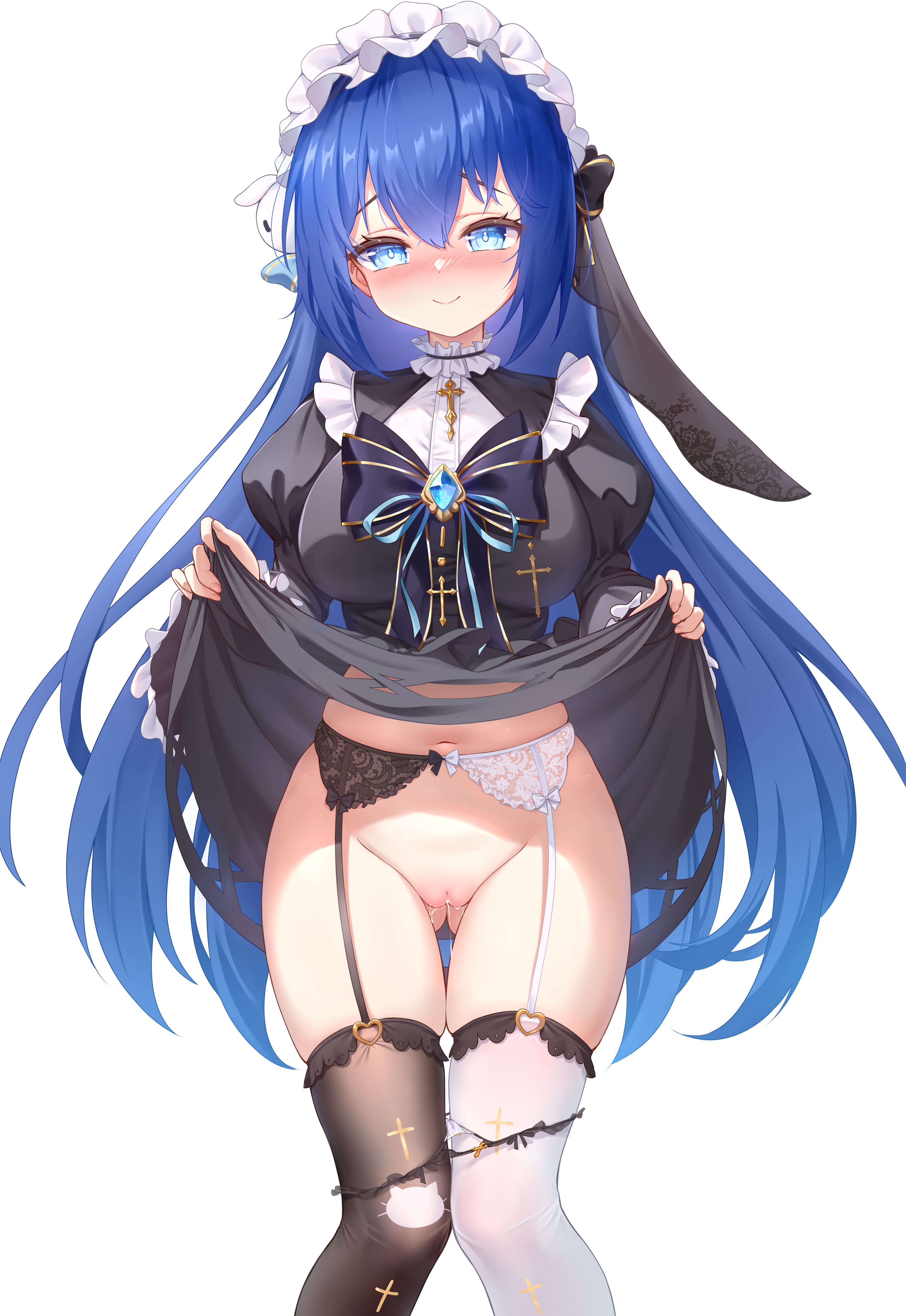 garter_belt gothic_lolita lingerie lolita_fashion pantsu panty_pull pussy pussy_juice qian_hen skirt_lift stockings thighhighs uncensored