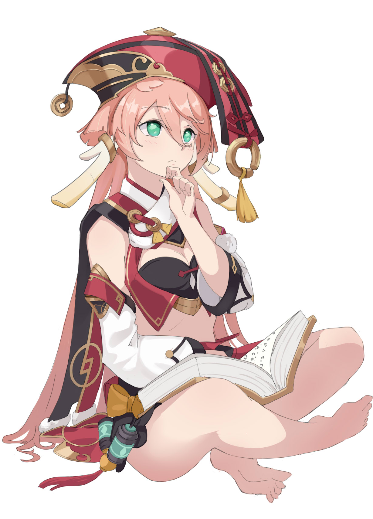 Amco Genshin Impact Yanfei Genshin Impact Asian Clothes Cleavage Horns Sketch 7259 Yande Re