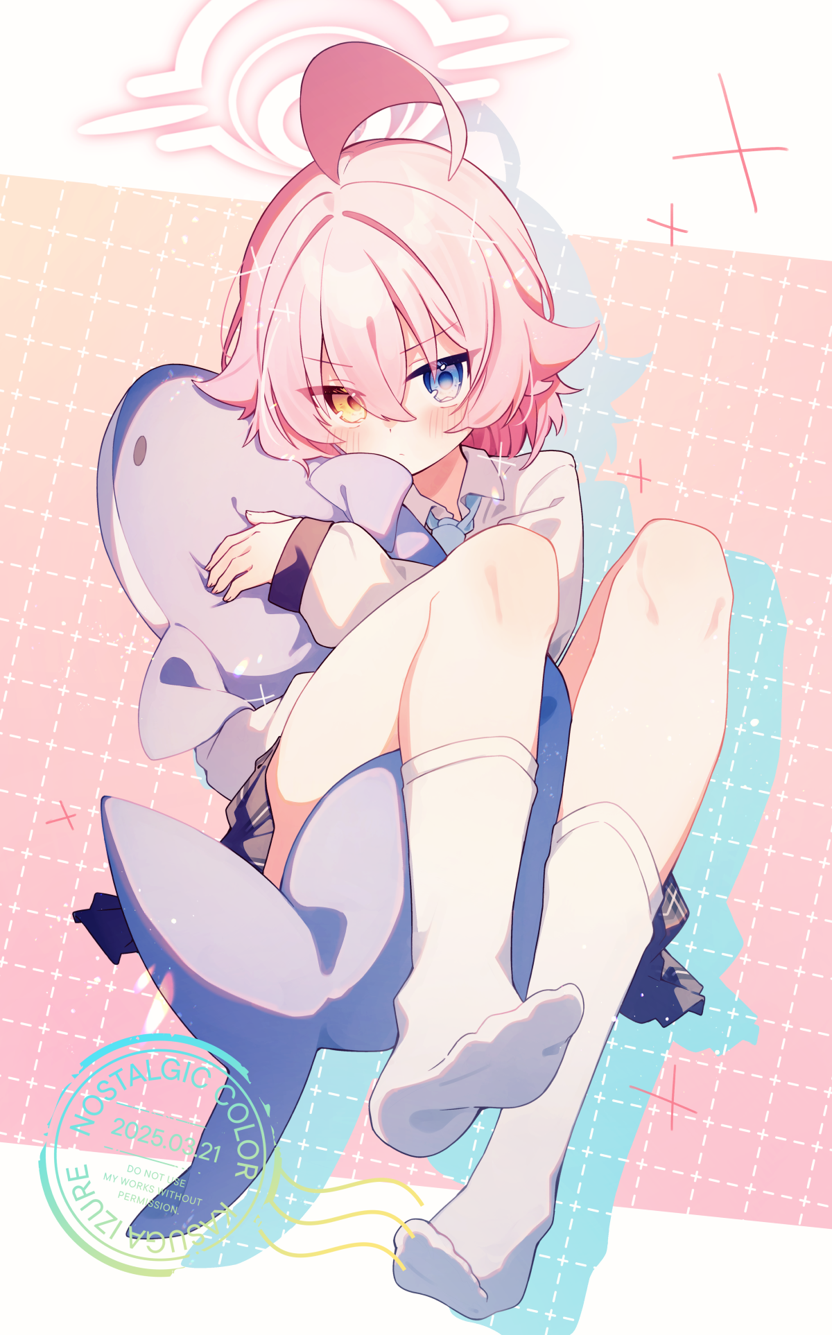 blue_archive feet halo heterochromia kasuga_izure seifuku skirt_lift takanashi_hoshino