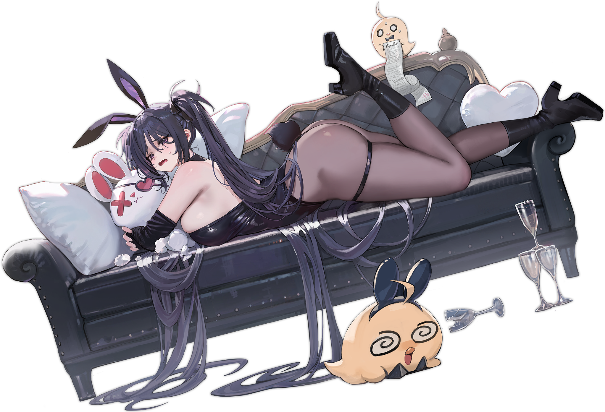 animal_ears azur_lane bunny_ears bunny_girl freng garter heels manjuu_(azur_lane) no_bra pantyhose tail transparent_png z11_(azur_lane)