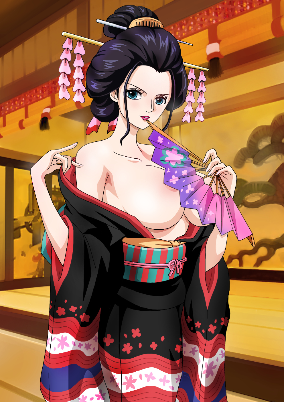 one piece nico robin breasts kimono nipples | #709107 | yande.re