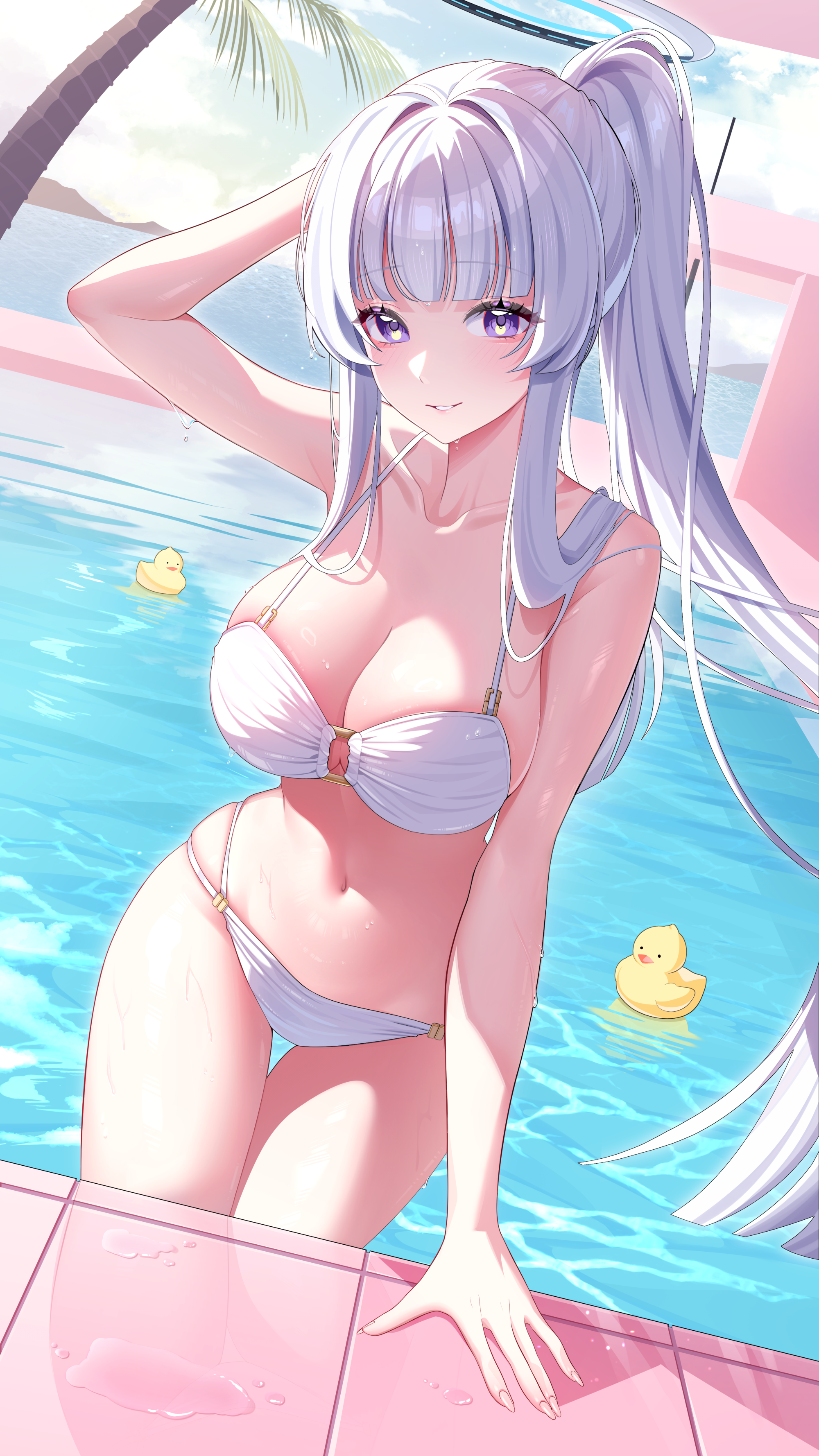 aqua74286 bikini blue_archive halo swimsuits ushio_noa wet