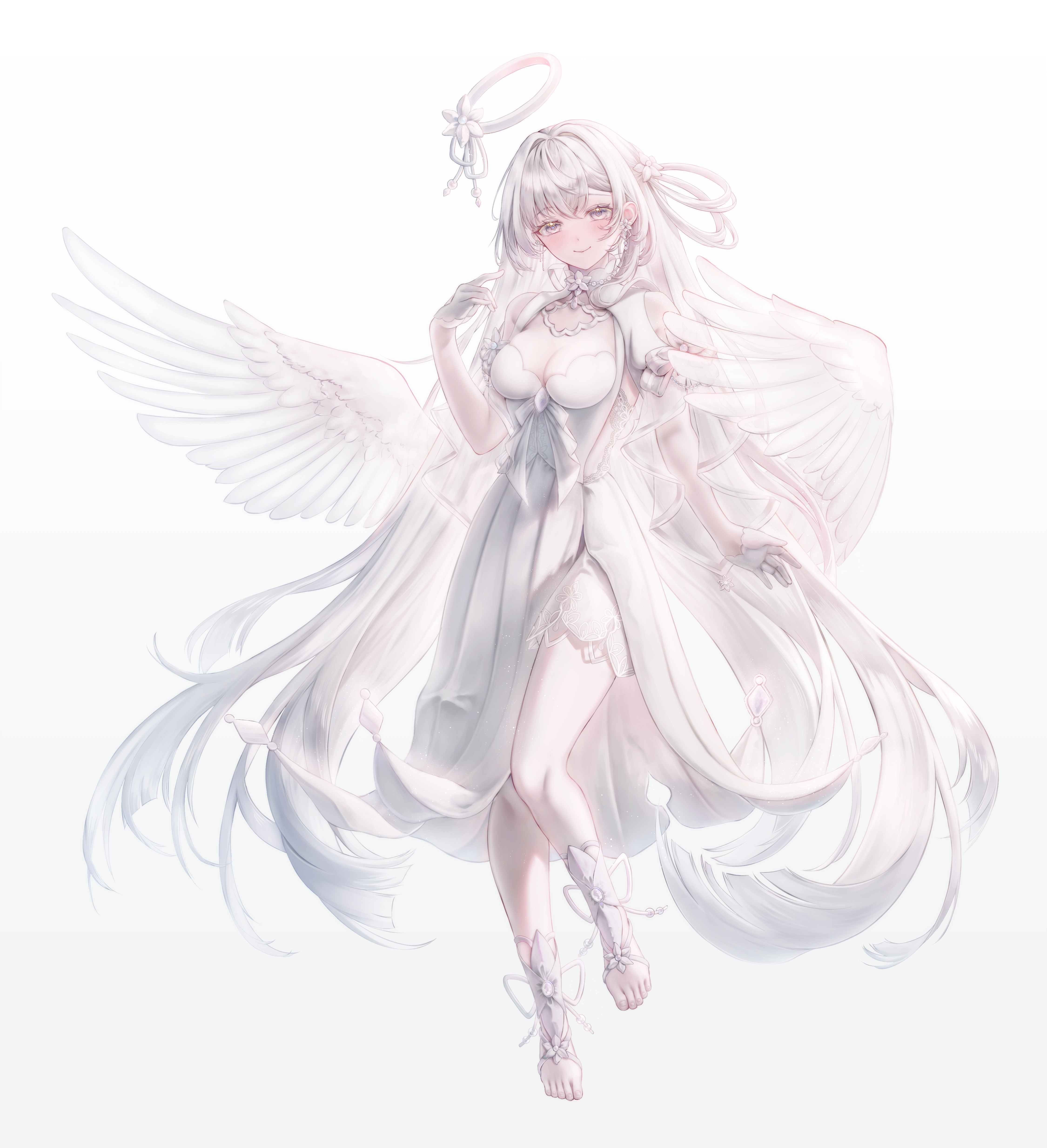 angel dress no_bra wings yuubarish
