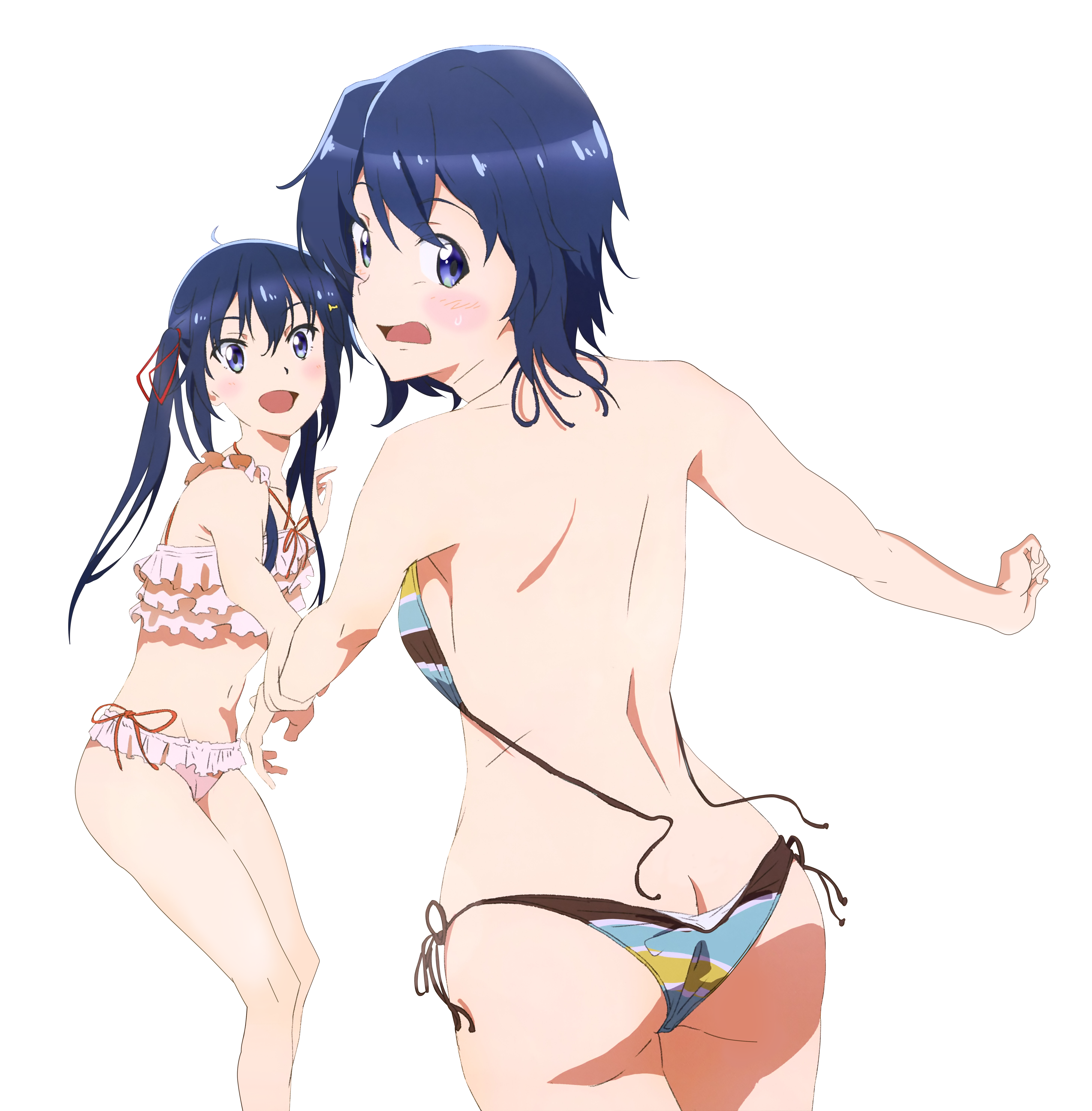 ass bikini china_(animator) gamers! hoshinomori_chiaki hoshinomori_konoha swimsuits transparent_png undressing